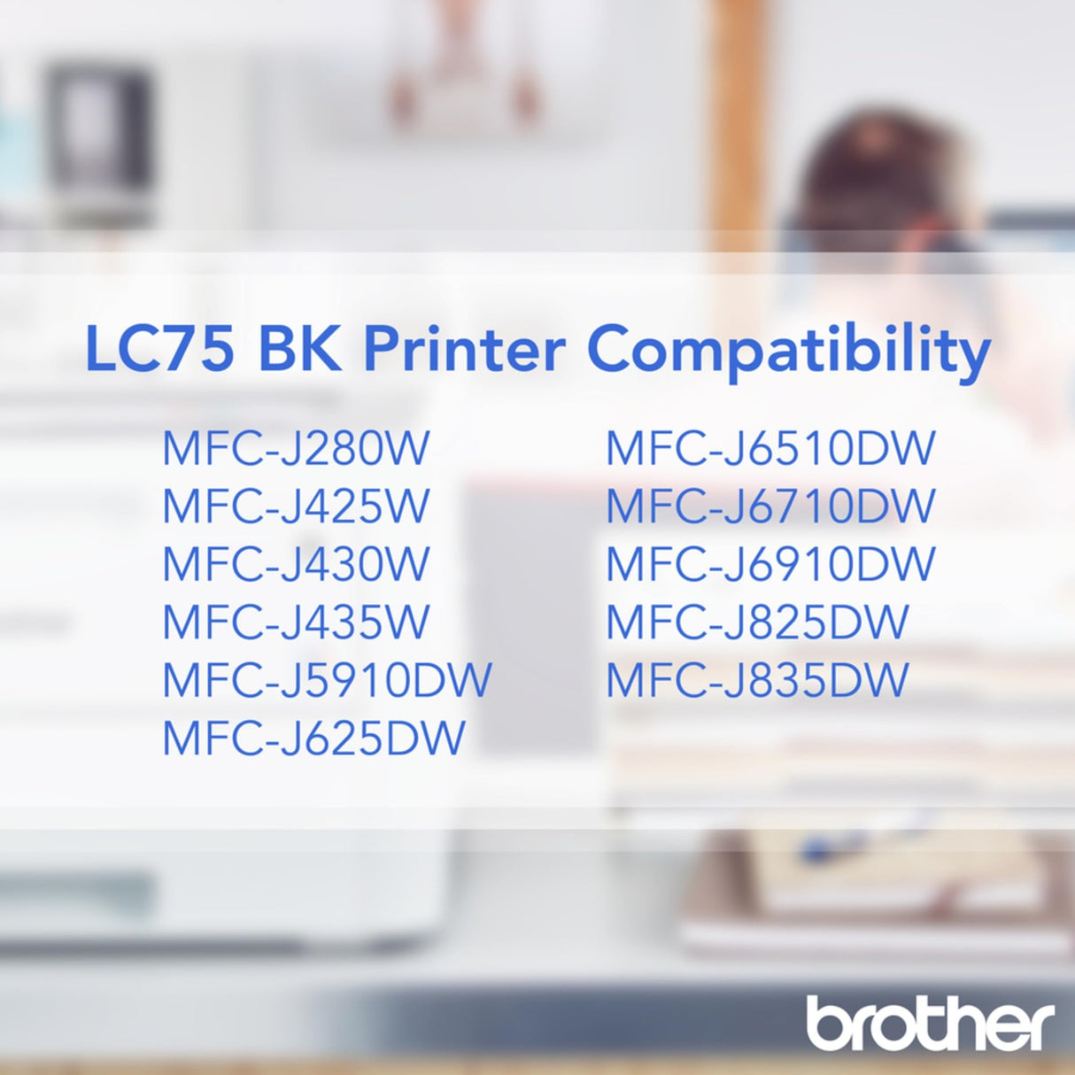 Brother Genuine High Yield Black Ink Cartridge, LC75BK, Replacement Black Ink, Page Yield Up To 600 Pages, LC75 Brother