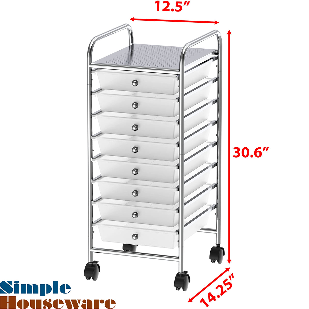 Simple Houseware 8-Drawers Rolling Storage Cart, Chrome Simple Houseware
