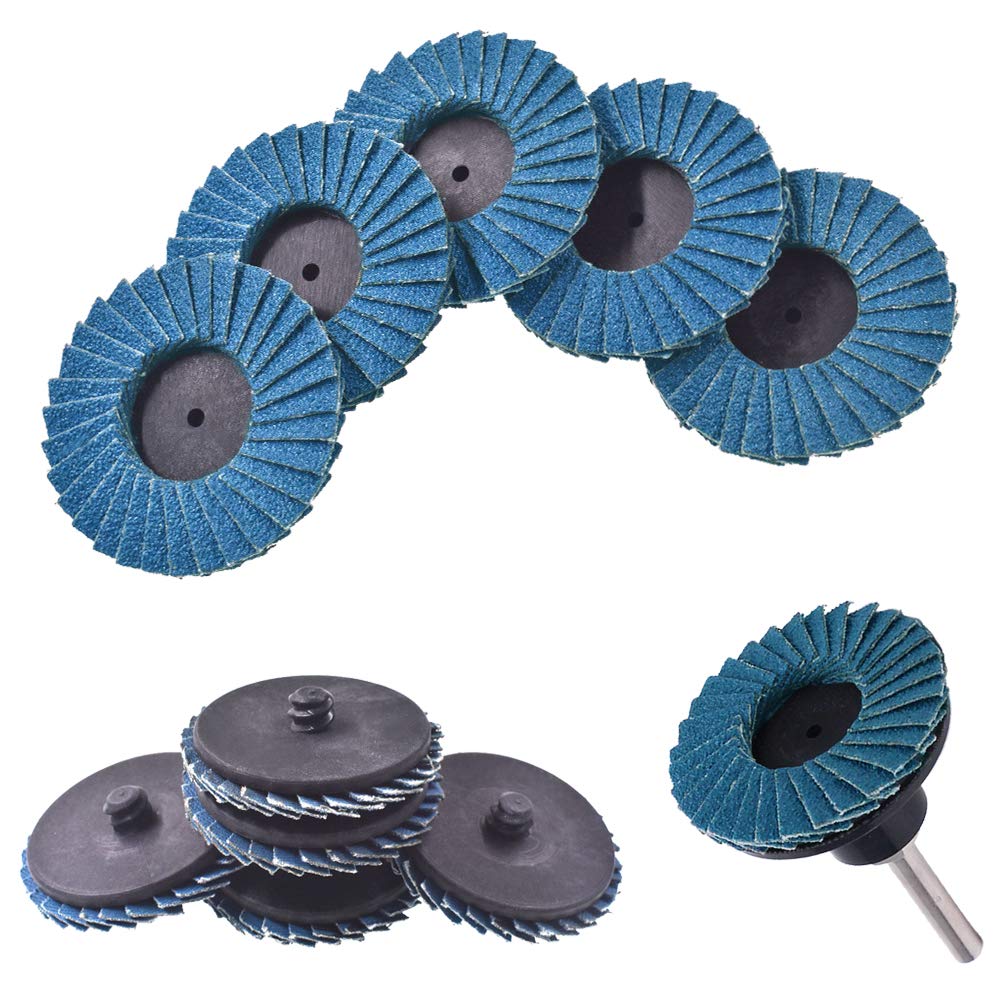 Saiper 10pcs 2 Inch 80 Grit Roll Lock Flap Sanding Disc Quick Change Zirconia Alumina Grinding Wheels with 1/4" Shank Pad Holder for Rotary Tools Die Grinder Polishing Metal Iron Rust Removal Saipor