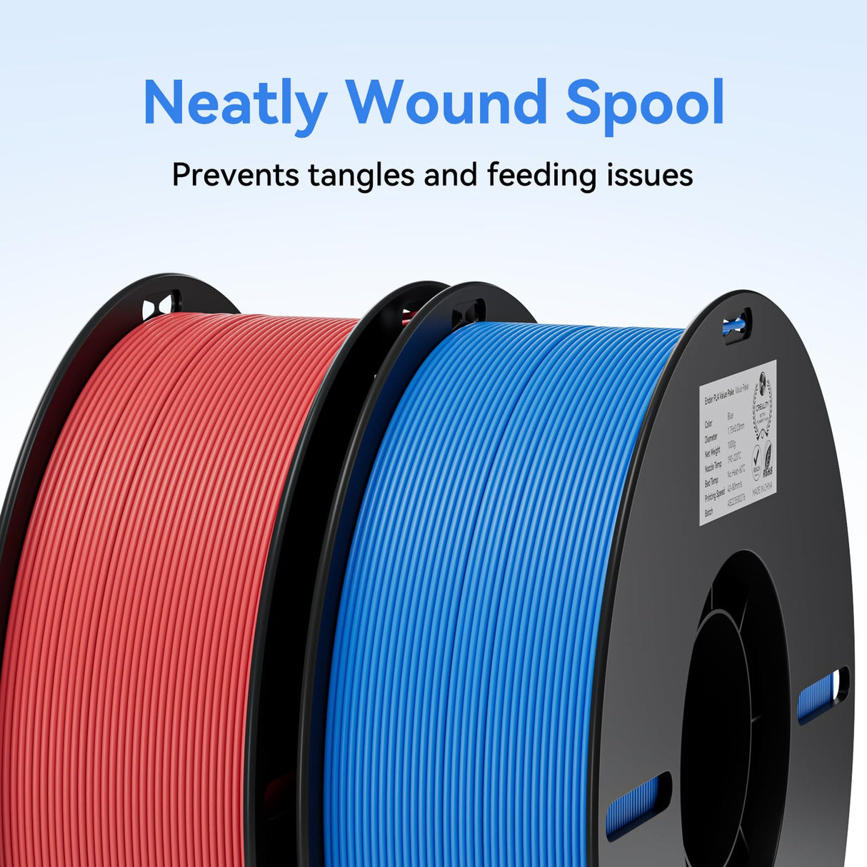 Creality PLA Filament 1.75mm PLA 3D Printer Filament, 2kg Cardboard Spool (4.4lbs), Dimensional Accuracy +/- 0.02mm, Fit Most FDM Printer (Red & Blue 2-Pack) Creality