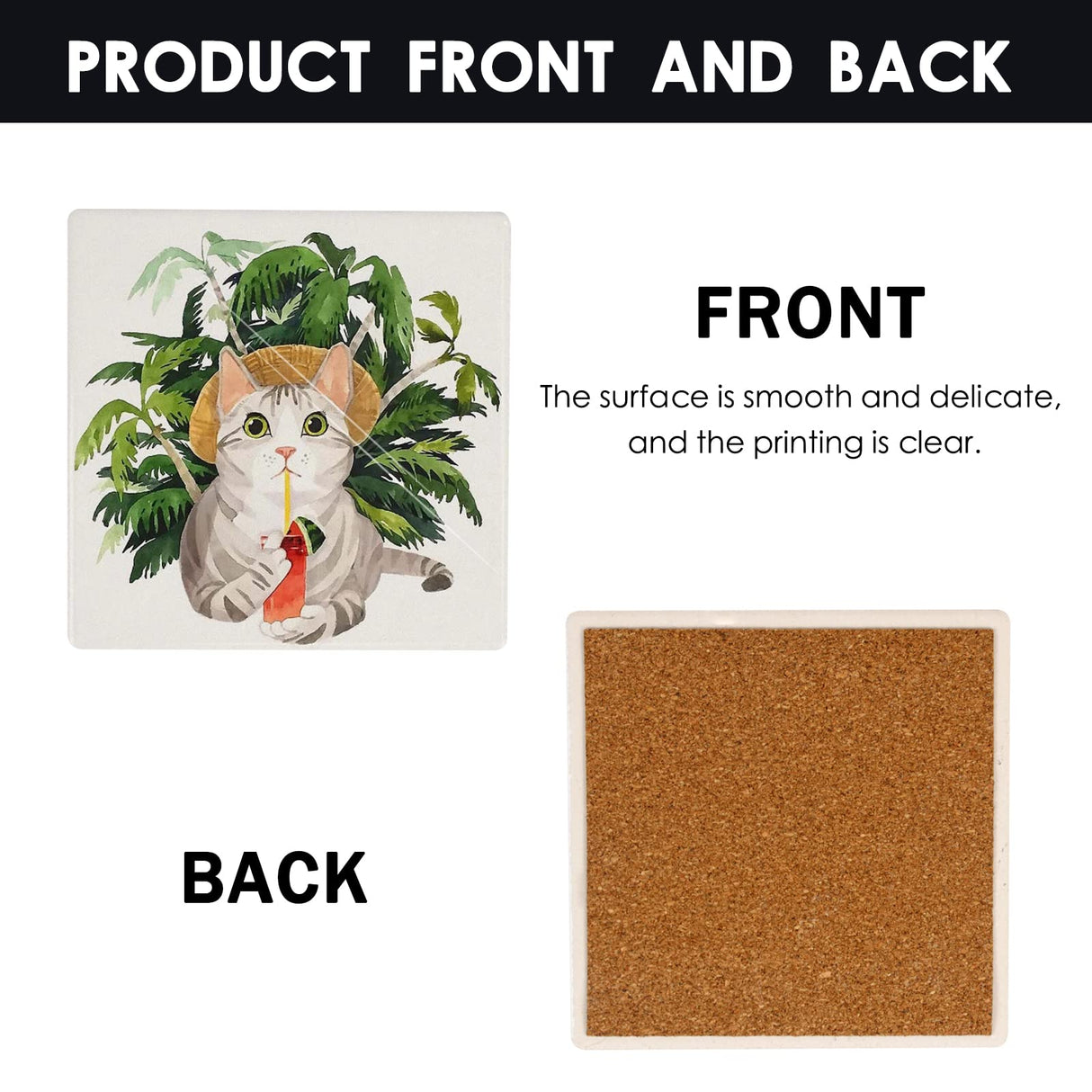 MAIKESUB Sublimation Blanks Drink Coasters Absorbent Coaster Sets of 6 Square Ceramic Drink Coaster for Tabletop Protection Suitable for DIY Crafts Painting Kinds of Cups Wooden Table Cool Home Decor MAIKESUB