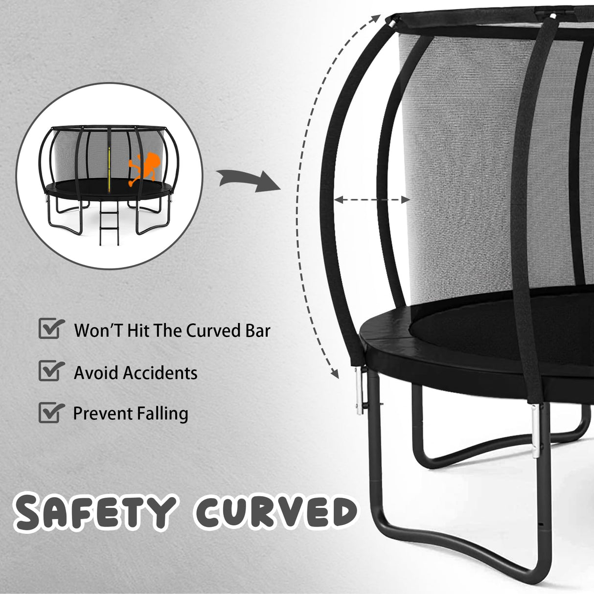 Liyarya 12FT/14FT Trampoline for Kids/Adults - Outdoor Recreational Trampoline with Enclosure Net, Curved Poles, Ladder, Heavy Duty, Anti-Rust Coating, ASTM Approved Liyarya