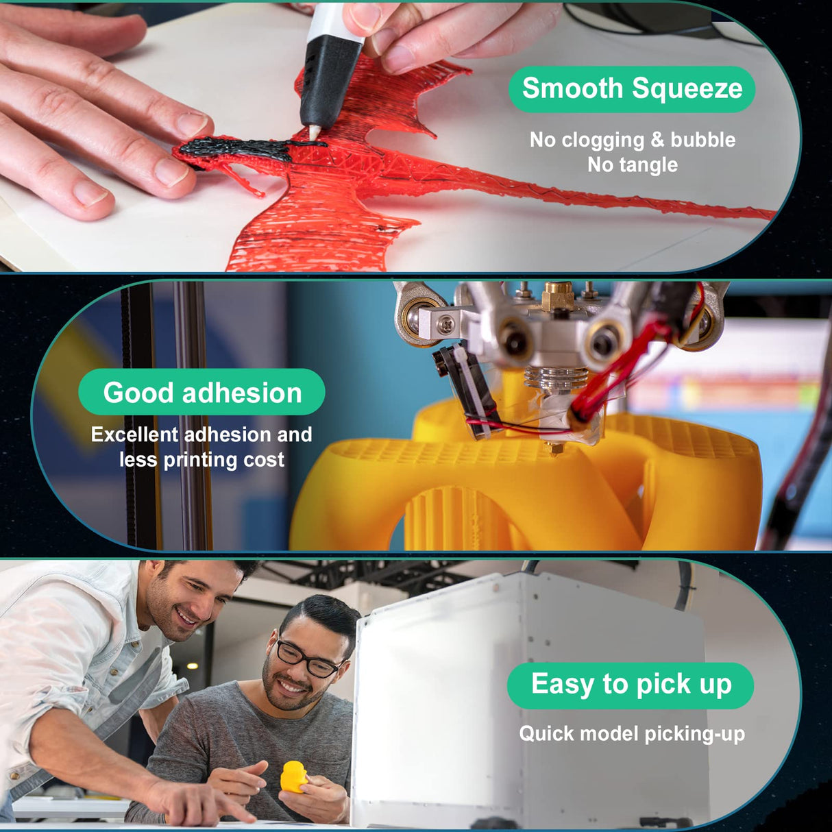 PLA 3D Printer Filament Bundle, 1.75mm 3D Printer Filament, Acurracy +/- 0.02mm, 250gX5 Spools, 1.25 Kg in Total, 5 Colors 3D Printer Filament Pack, No Clogging&Bubble, Fit for 3D Pen and FDM Printer LIZIHAO