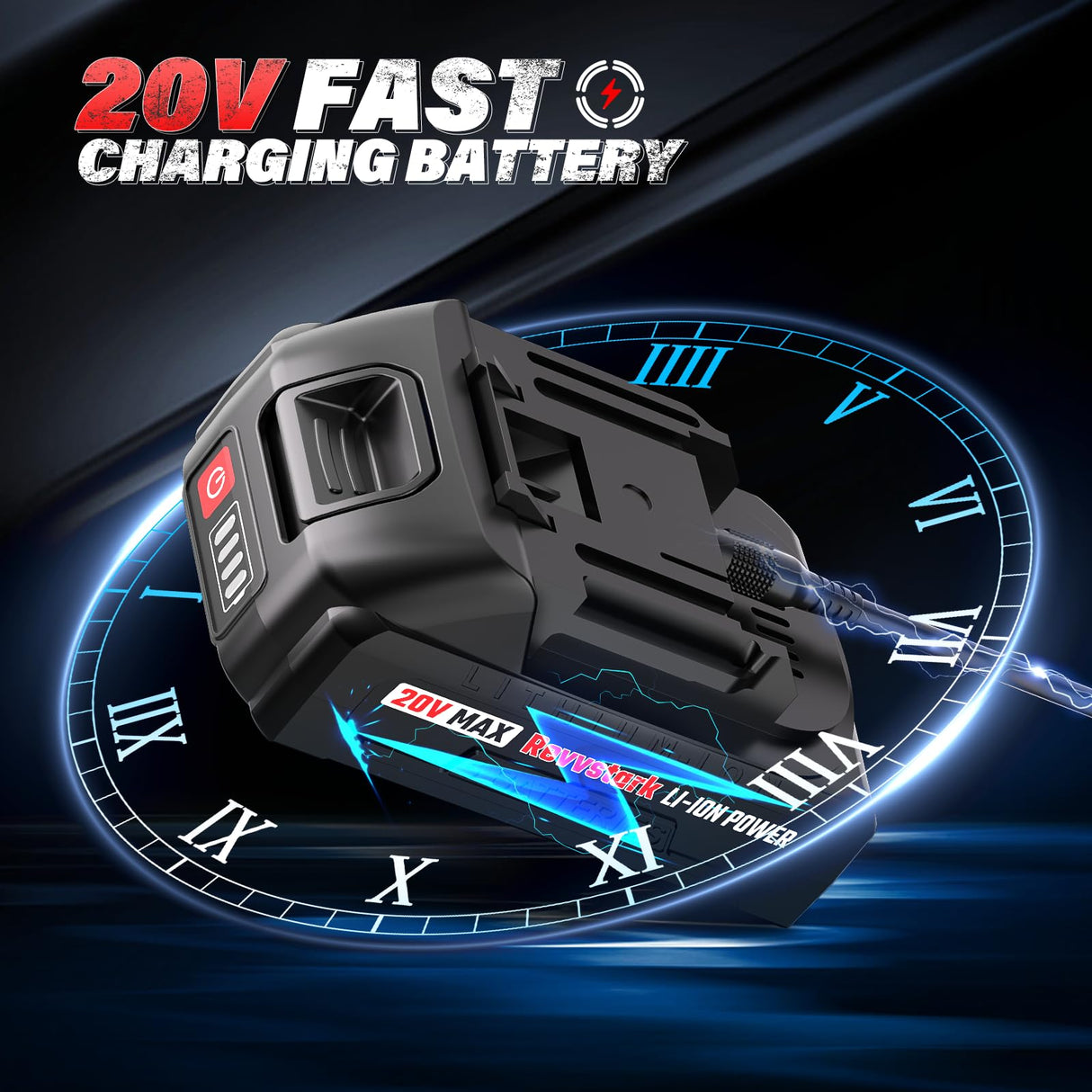 Revvstark Impact Wrench, Max Torque 295 Ft-lbs / 400 N.m Cordless 1/2 Impact Driver, 20V 3000RPM Brushless Motor, 2.0Ah Li-ion Battery and Fast Charger, 4 Pcs Sockets Included Revvstark