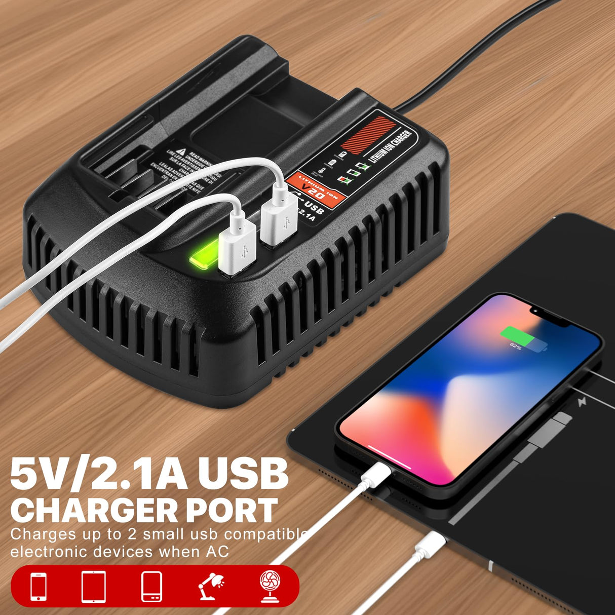 DONGPUCUN 2Pack 20V 3.5Ah Replacement Battery and Charger Kit for Craftsman V20 Craftsman 20V Lithium Battery CMCB202 CMCB204 CMCB206 CMCB201 CMCB100 CMCB124 Craftsman 20V Battery Charger Set DONGPUCUN