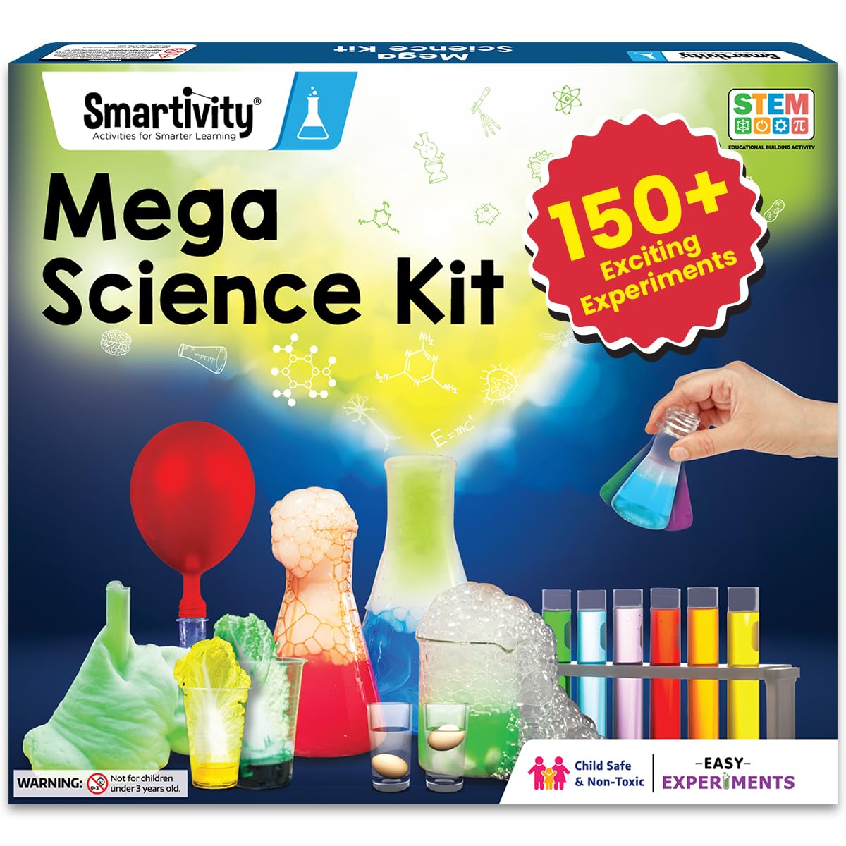 Smartivity Mega Science Kit 108 Mind-Blowing Chemistry Science Experiment Kit for Boys & Girls Age 6,8,10,12,14 Years Old Kids Safe & Non Toxic Chemistry Kit Stem Educational Toys Smartivity
