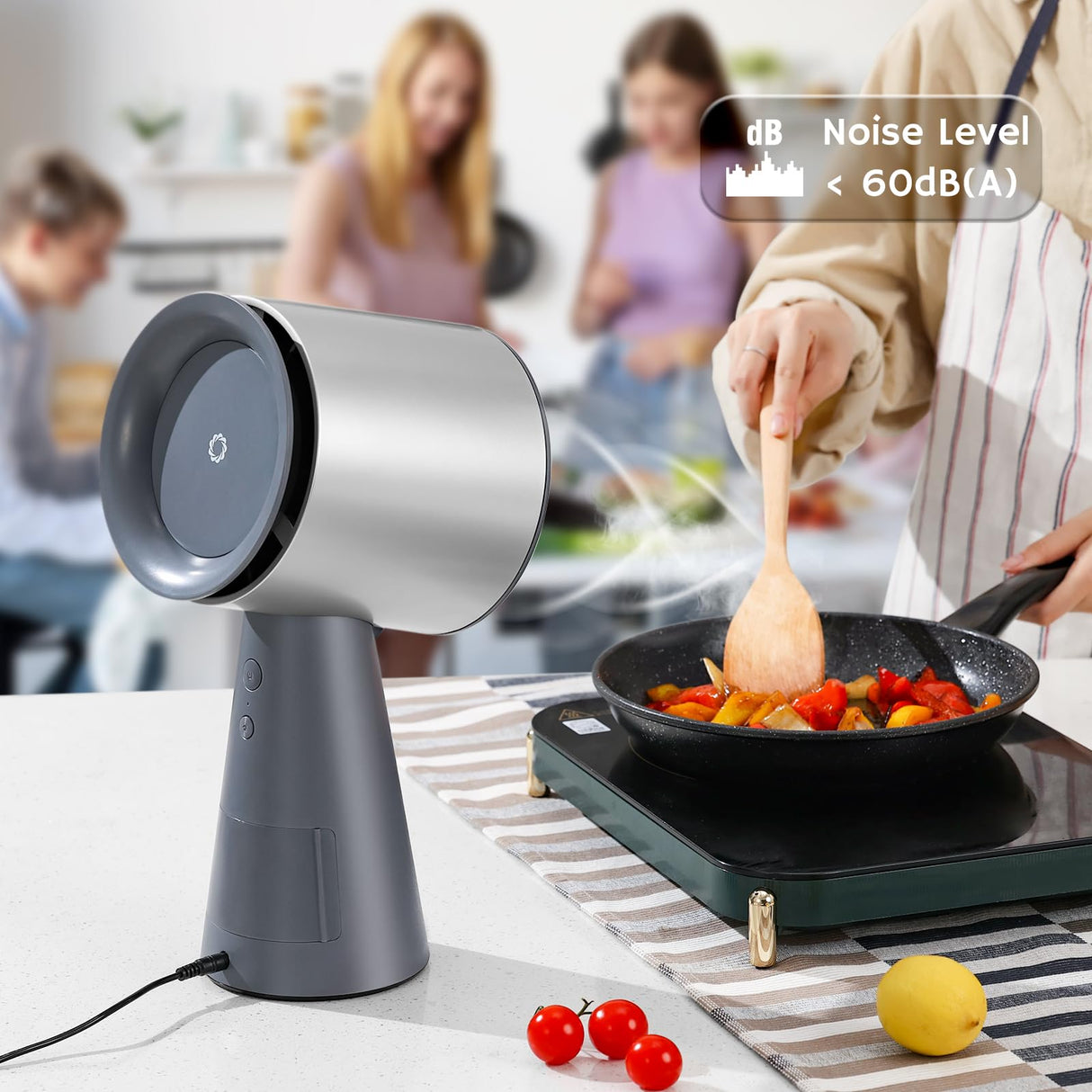 AIRTHEREAL RH180 Desktop Range Hood with 3 Speeds and Large Oil Collection Cup, Detachable Aluminum Carbon Filter, Low Noise Portable Kitchen Exhaust Fan for Cooking, Silver AIRTHEREAL