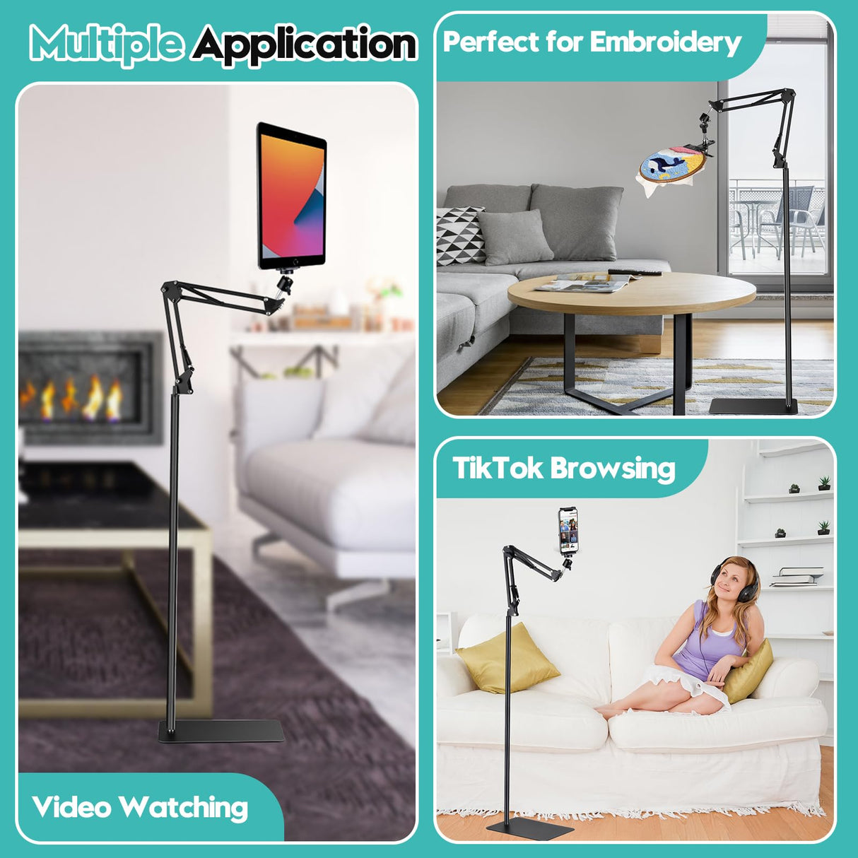 Embroidery Hoop Stand Embroidery Floor Stand Embroidery Lap Stand Suitable for Embroidery Hoops,Embroidery Stand for Cross Stitch Supplies(Black) - Dual Mode Zuaooz