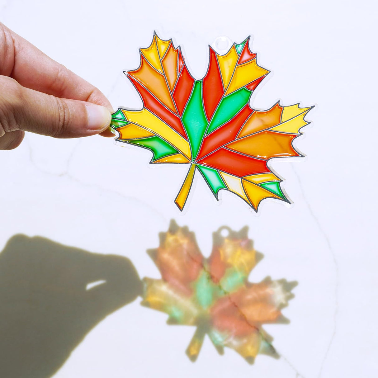 Winlyn 24 Sets Fall Leaf Suncatchers Ornaments DIY Window Paint Art Fall Craft Kits Maple Leaf Sun Catchers Painting Kits for Kids Classroom Activities Art Project Thanksgiving Autumn Party Decoration Winlyn
