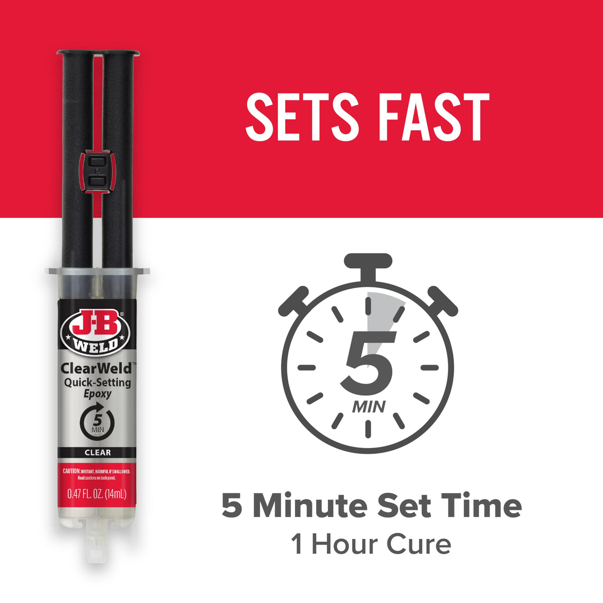 J-B Weld Clear 5 Minute Epoxy, 14ml, Static Mixer, 2 Pack, ClearWeld 14ml, 50114H-2 J-B Weld