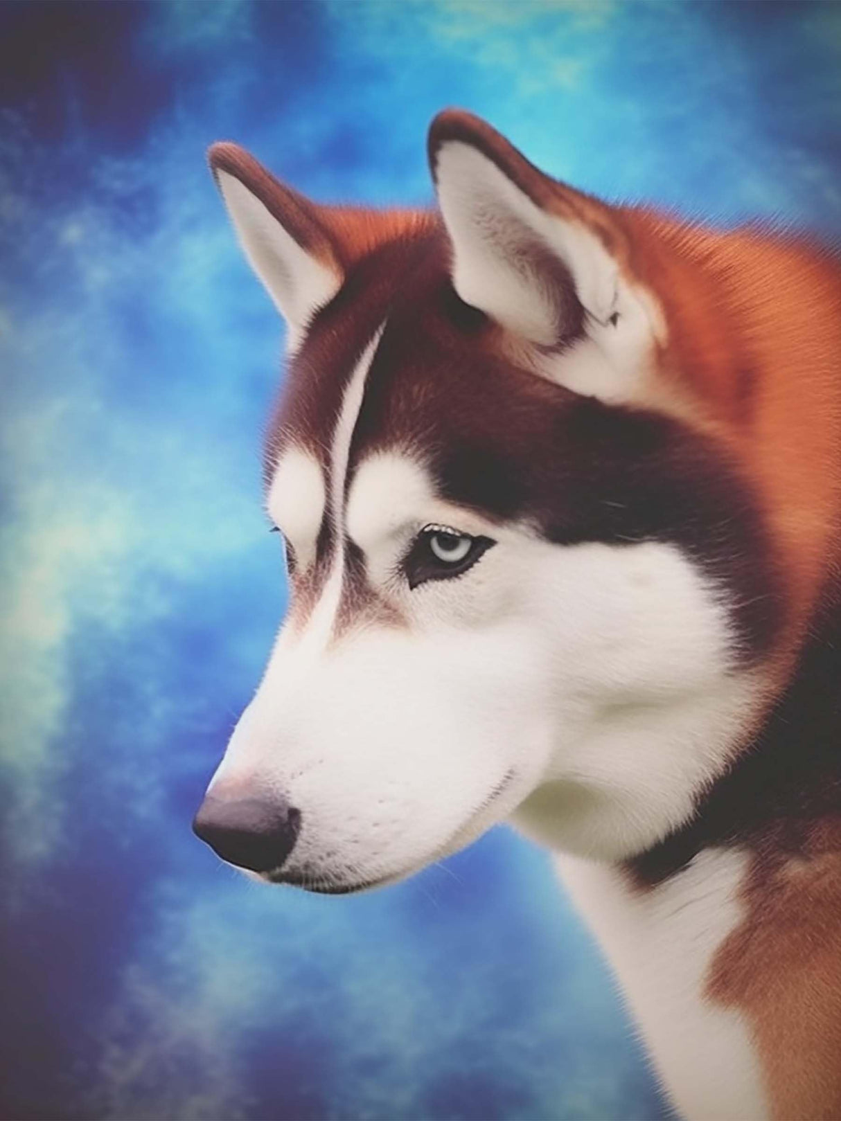 SKRYUIE 5D Diamond Painting Husky Dog Full of Love Full Drill by Number Kits, DIY Rhinestone Pasted Paint with Diamond Set Arts Craft Decorations (12x16inch) SKRYUIE