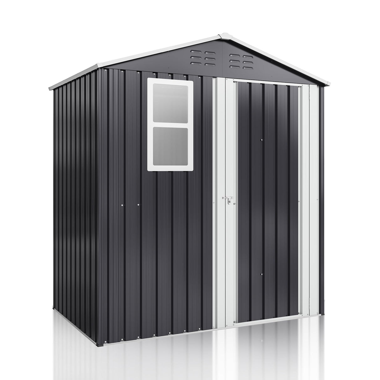 YADSUNY 6x4 FT Outdoor Storage Shed, Metal Garden Tool Shed with Updated Frame Structure, Lockable Doors and Windows, Ideal for Backyard Garden Patio Lawn, Grey YADSUNY