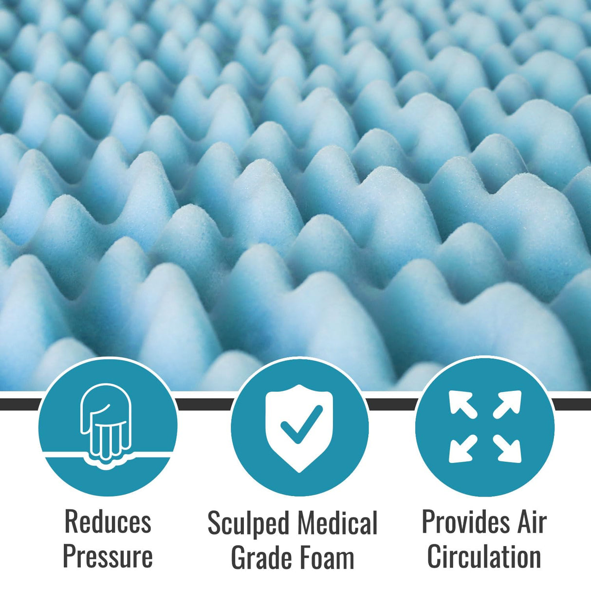 DMI 2-Inch Foam Mattress Topper, Egg Crate Foam Pad for Support, Air Circulation, Pressure Relief & Weight Distribution, Twin Size 33 x 72, Blue DMI