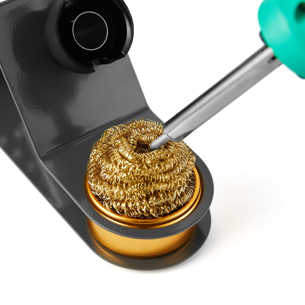 Noah Premium Soldering Iron Holder with Brass Coil Tip Cleaner, Soft Coiled Brass Tip Cleaner Kit, No Water Needed, Black Noah