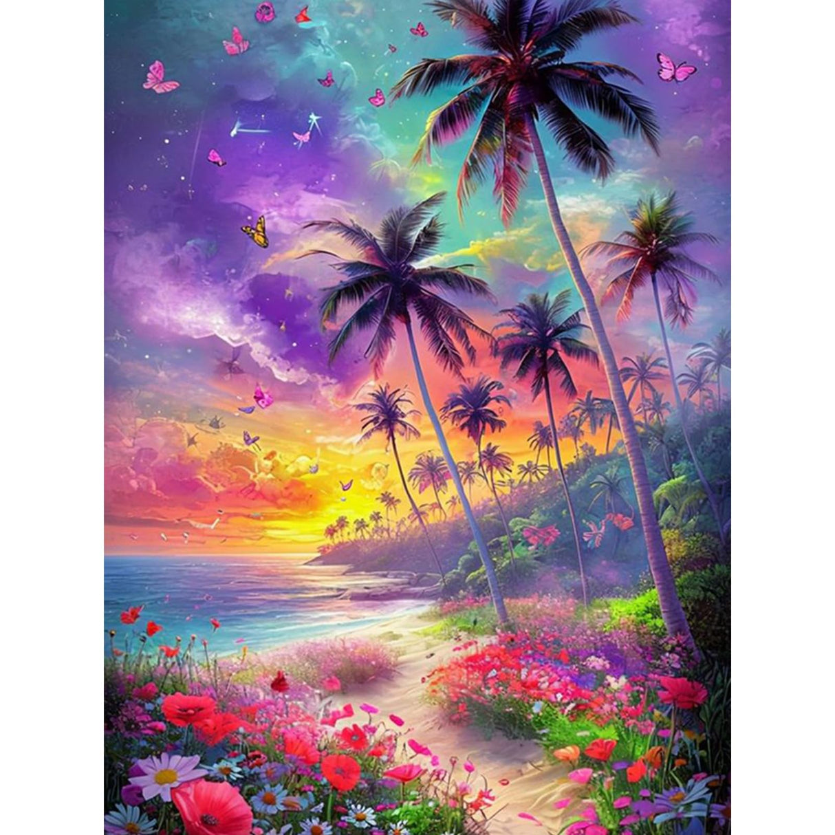 Diamond Art Kits for Adults - Beach Full Round Drill Diamond Painting Kit with Tools - 5D DIY Embroidery Craft Kits for Home Decor Gift- 12”x16” Amphol