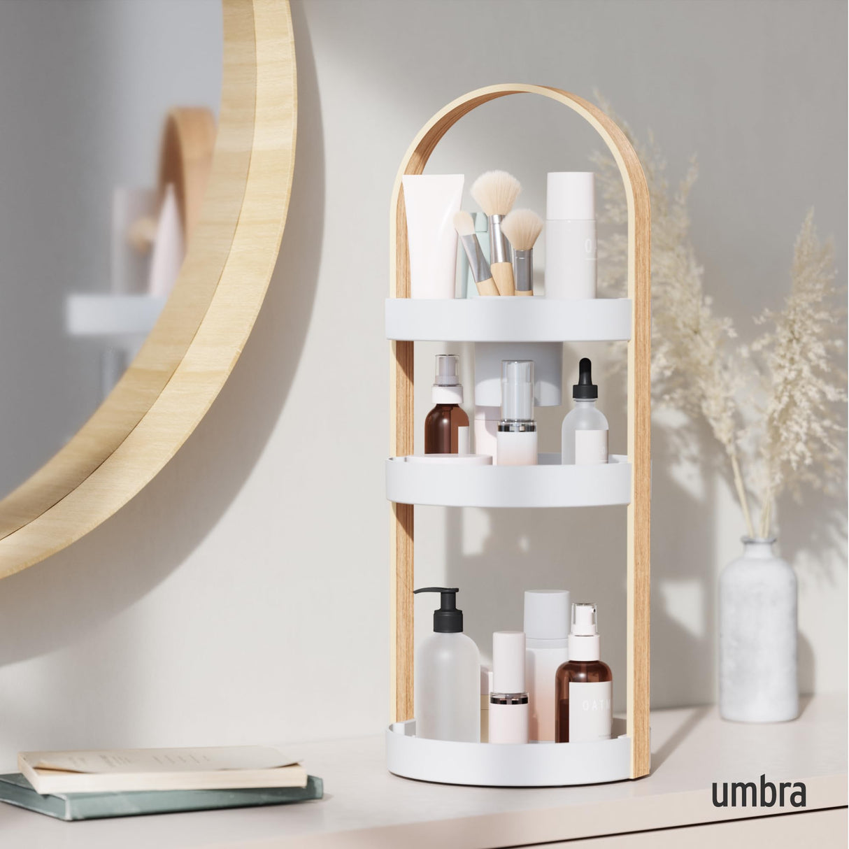 Umbra Bellwood Cosmetic Organizer, (50.2x19.5x19.3cm), White/Natural Umbra