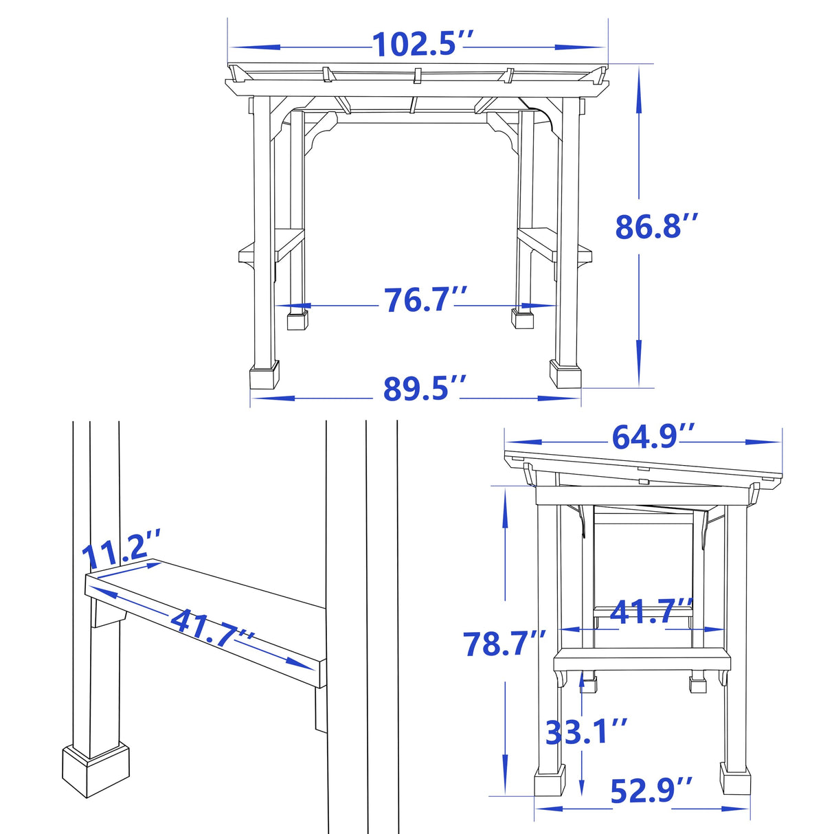 VEIKOU 8’x5’ Grill Gazebo, BBQ Gazebo Shelter with Galvanized Steel Roof, Cedar Frame, Patio Gazebo for Barbecue, Backyard, Garden, Deck VEIKOU