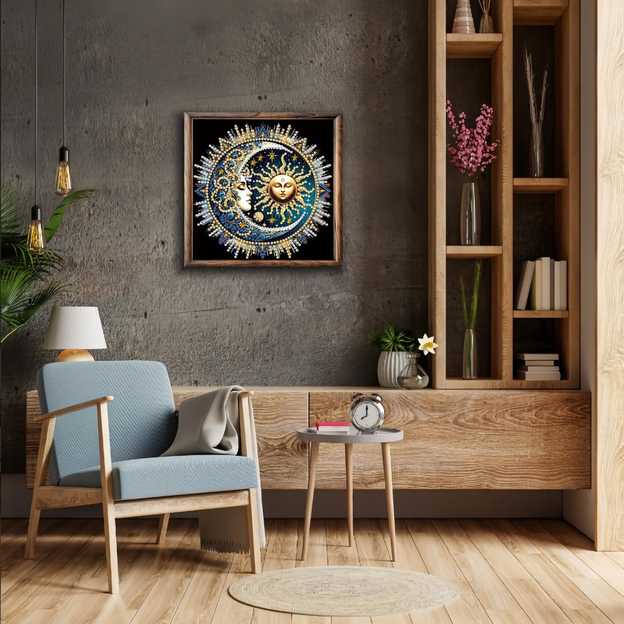 5D Diamond Art Kits for Adults,Sleepy Sun and Moon Special Shape Diamond Painting Kits for Beginners, DIY Crystal Diamond Dots Gem Art Craft for Home Decor 11.8x11.8 Inch Acelii