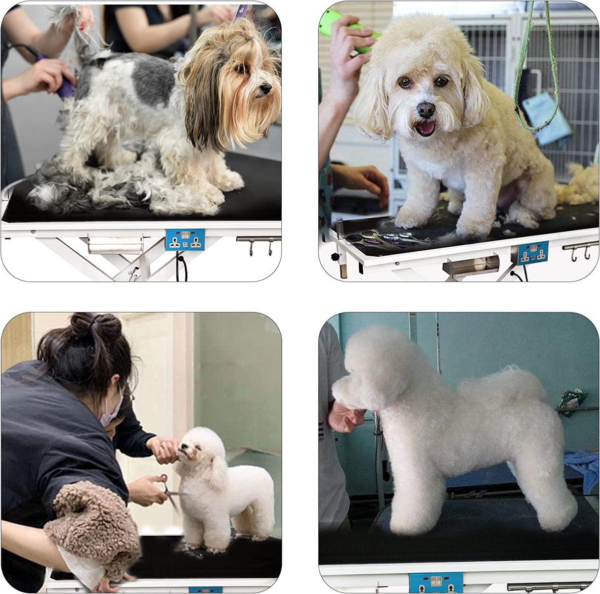 ACIDBOLT 50 Inch Electric Grooming Table for Large Dogs, Heavy Duty Height Adjustable Collapsible Extra Large Pet Grooming Station with Overhead Arms, Two Nooses & Anti Slip Tabletop, White ACIDBOLT