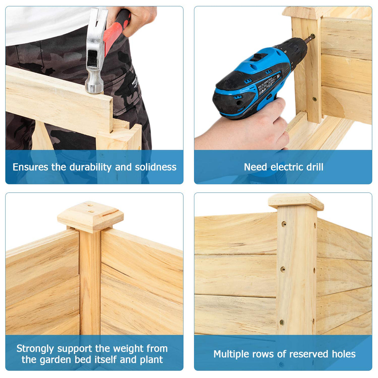 VINGLI Heavy Duty Raised Garden Bed with Bed Liner, Wood Elevated Planter with Legs for Vegetables Fruits Potato Onion Flower, Outdoor Sturdy Long Lasting Planter Box Kit (Elevated Without Wheels) VINGLI