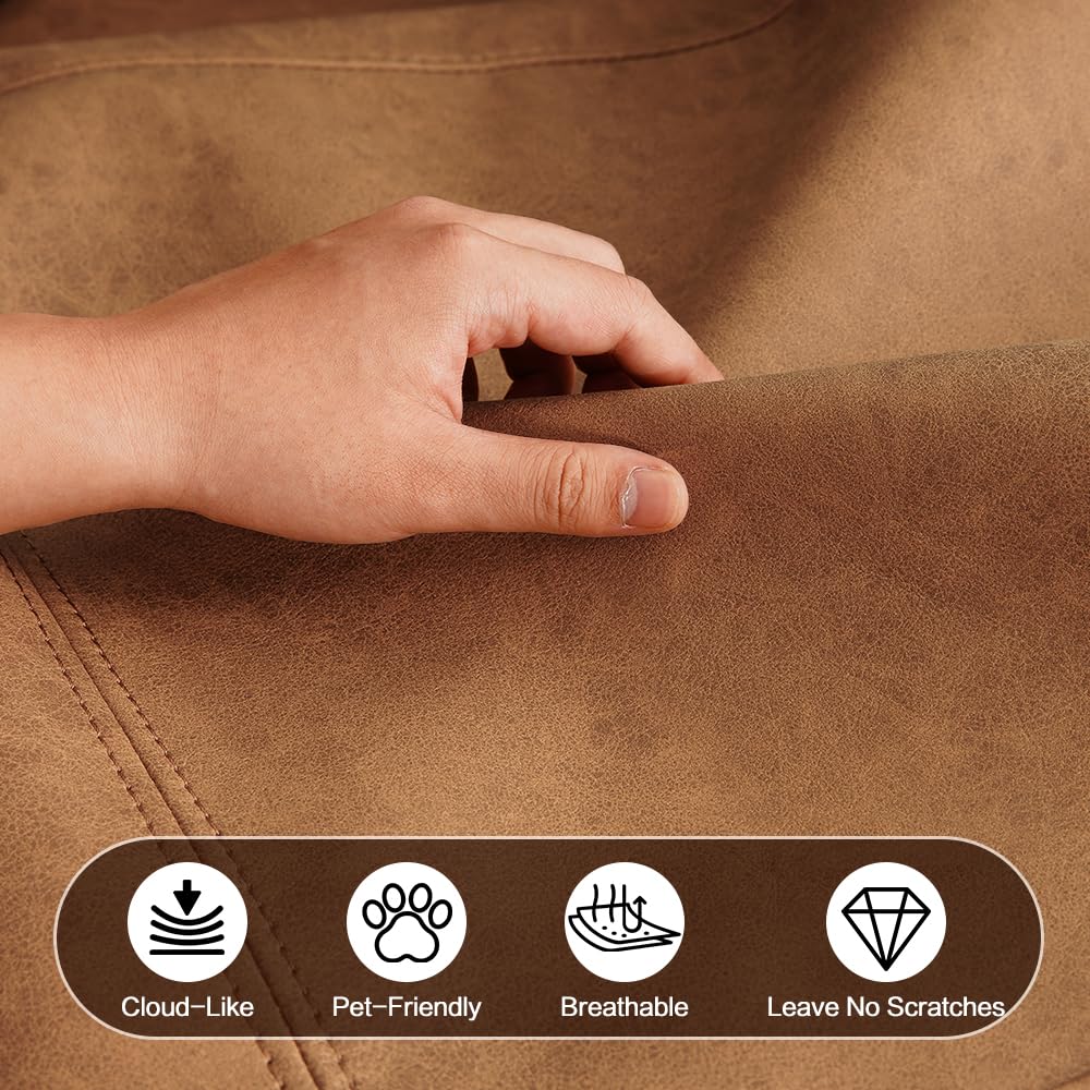 ASHOMELI Modern Living Room Sofa,loveseat Sofa,Soft and Comfortable Couch,Apartments Small Sofa,Removable Back Cushion,Breathing Leather (Brown) ASHOMELI