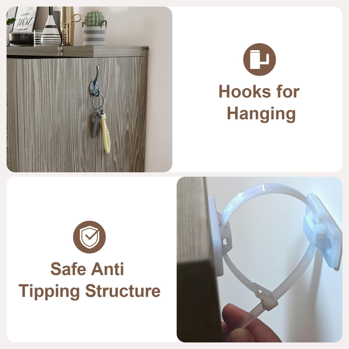 KCGKCG Queen Murphy Bed with Storage & Charging Station, Murphy Cabinet Bed with Large Storage Drawer for Guest Bedroom, Living Room, Office or Small Room, Full Foldable Platform Bed (Grey, Queen) KCGKCG