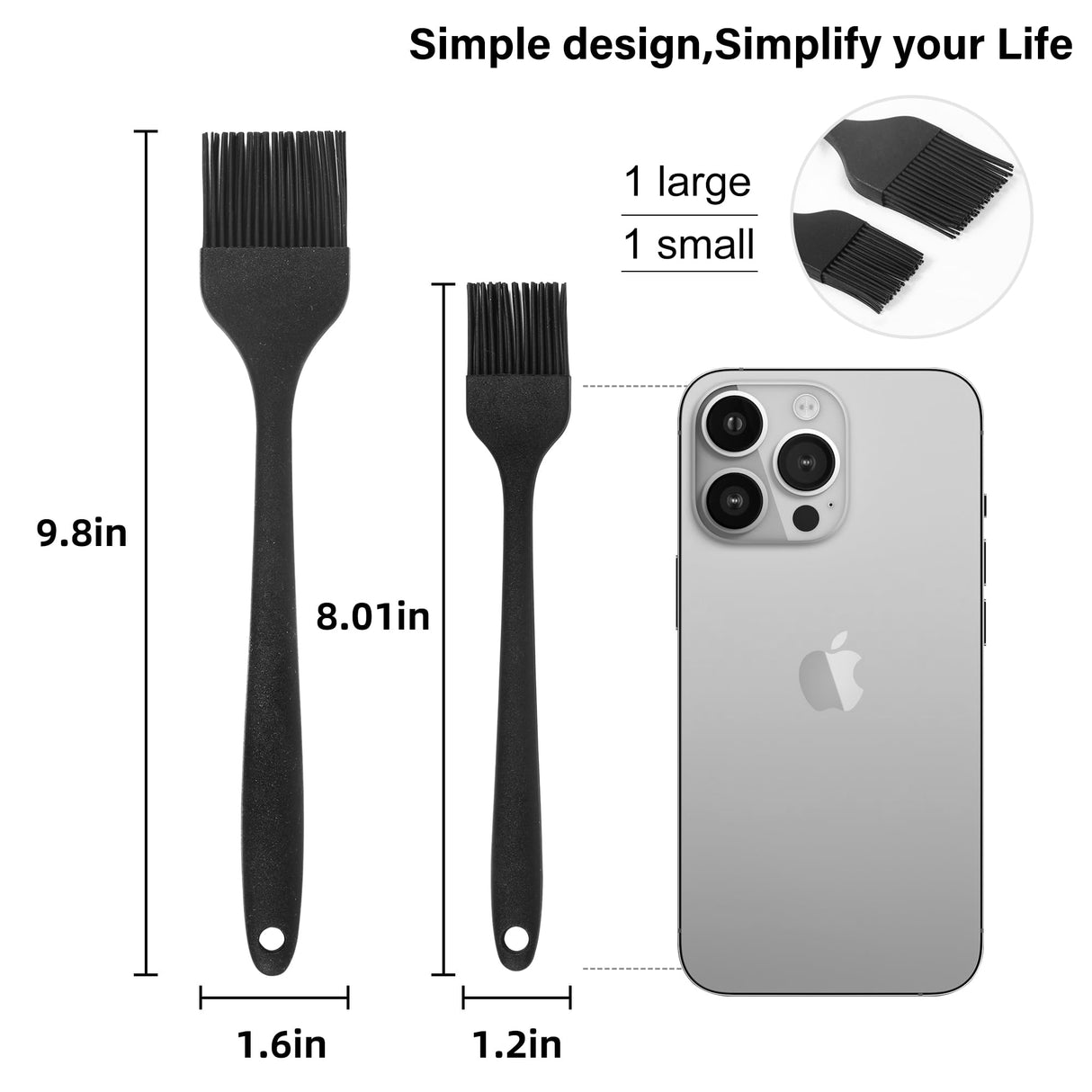 Black Silicone Basting Brush for Cooking Heat Resistant Pastry Brush for Kitchen BBQ Baking Oil and Egg Wash Durable One Piece Design BPA Free Dishwasher Safe oleaf