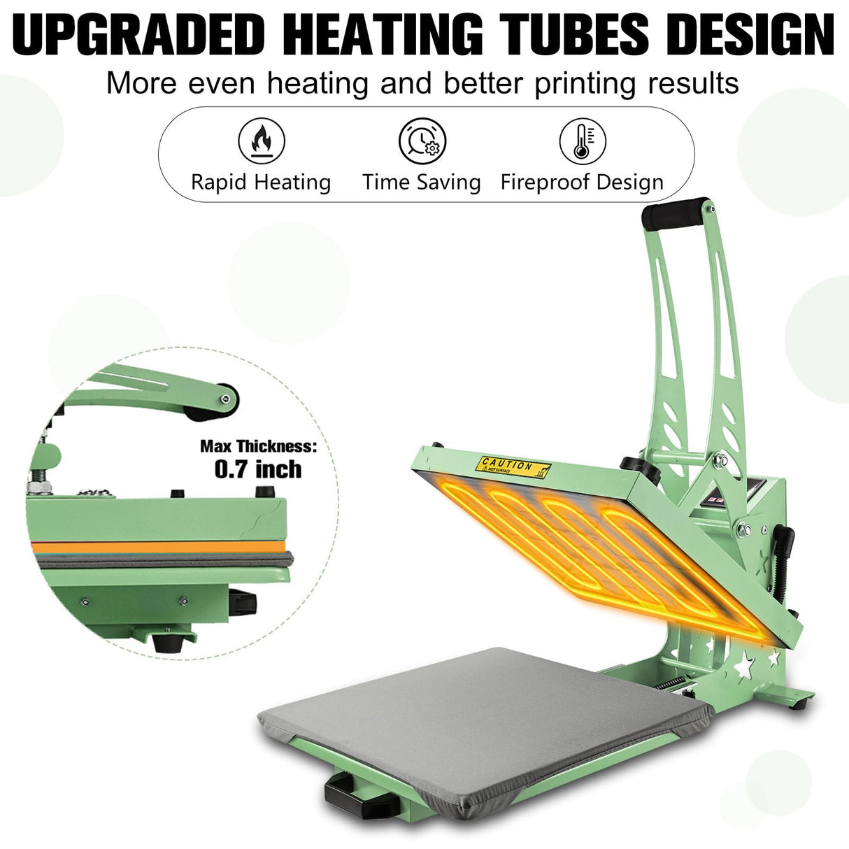 CoolSub Heat Press 15x15 Slide Out Heat Press Machine, Industrial Digital Heat Transfer Machine Sublimation for T-Shirt Green CoolSub