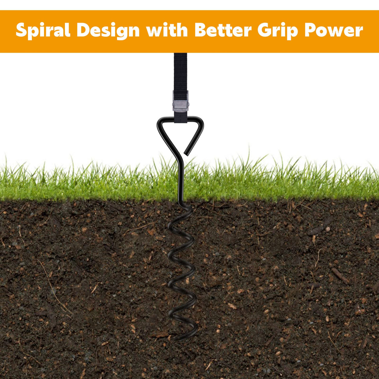 Heavy Duty Trampoline Stakes Anchors High Wind,Galvanized Steel Trampoline Anchors Kit for 15ft,14ft,12ft,10ftTrampoline,15.8inch Ground Anchors Trampoline Accessories UROVIBOSCR