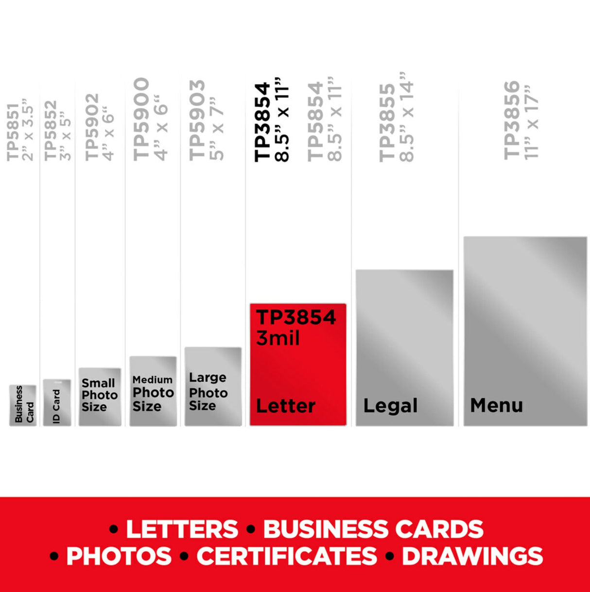 Scotch Thermal Laminating Pouches, 100 Count, Clear, 5 mil., Laminate Business Cards, Banners and Essays, Ideal Office or School Supplies, Fits Letter Sized Paper (8.9 in. × 11.4 in.) Scotch