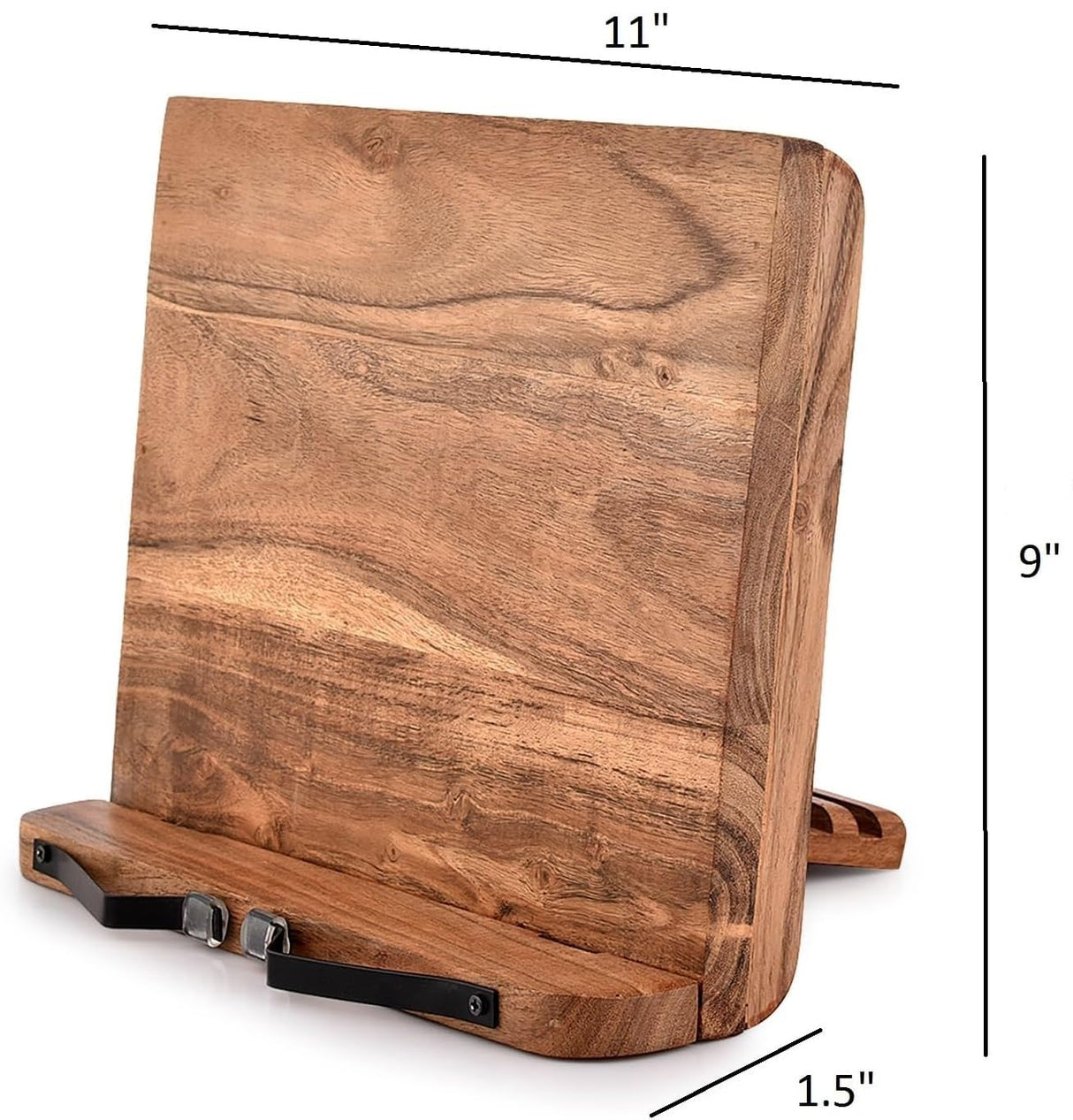 NIRMAN Acacia Wood Book Stand Adjustable Angle Reading Book Holder for Textbook, Receipe, Music Books, Tablet for Home Office Kitchen Lightweight Bookstand (11" x 9" x 1.5") NIRMAN