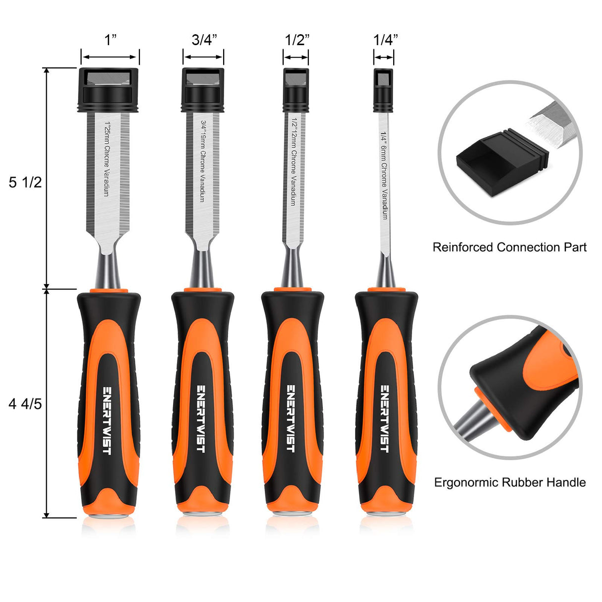 ENERTWIST 13pcs Wood Chisel Set, Premium Woodworking Chisel Sets w/ 8 CRV Construction Wood Chisels, 1 Sharpening Stone, 1 Honing Guide, 2 Carpenter Pencils, 1 Sharpener for Wood Carving in Hard Case ENERTWIST