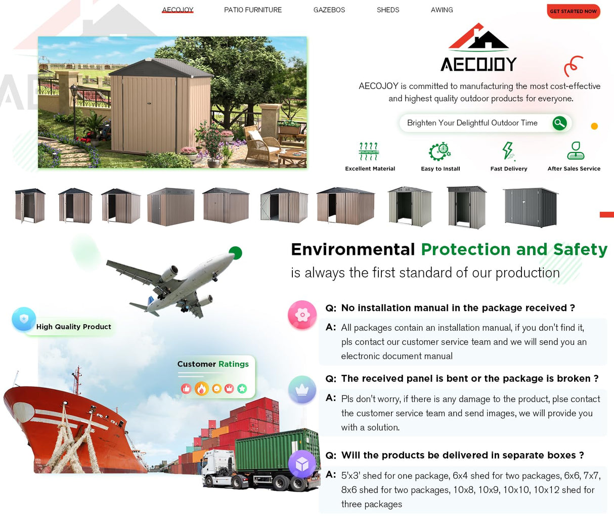 AECOJOY 6' x 4' Storage Shed, Metal Sheds & Outdoor Storage Clearance, Utility and Tool Garden Shed with Lockable Doors for Backyard, Patio, Outside Use AECOJOY