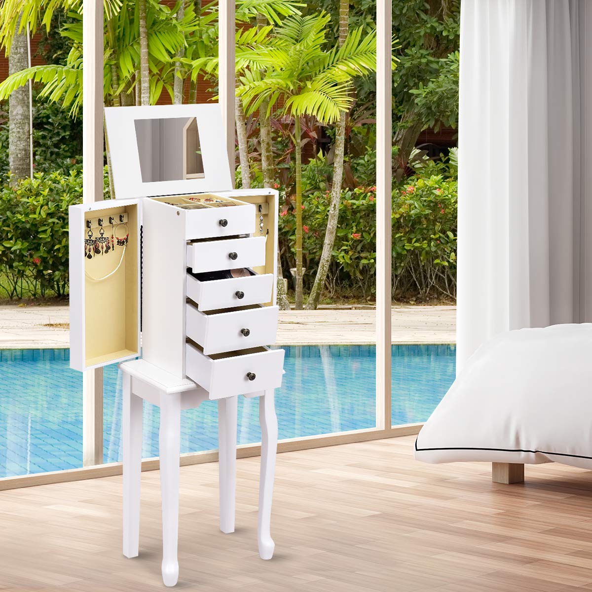 Giantex Jewelry Cabinet Armoire Box Storage Chest Necklace Stand Organizer Giantex