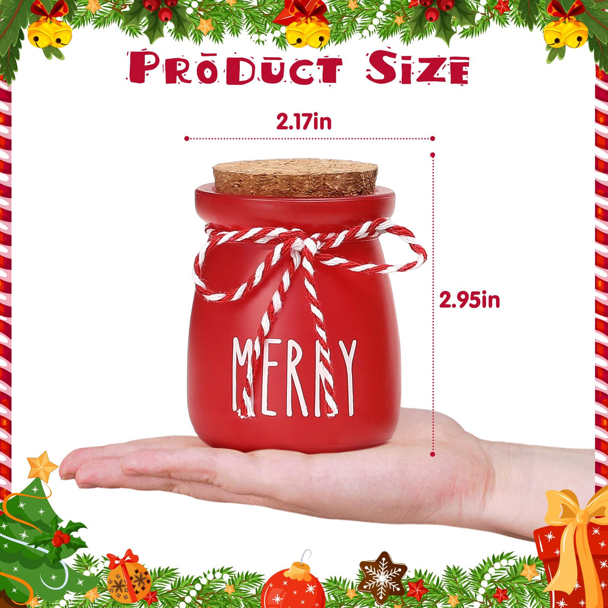 Christmas Mini Mason Jars, Winter Tiered Tray Decor, 4Pcs Holiday Farmhouse Decor Xmas Table Centerpieces Noel Merry & Jolly Decor for Home, Desk, Shelves, Christmas Gift WODOHOLO