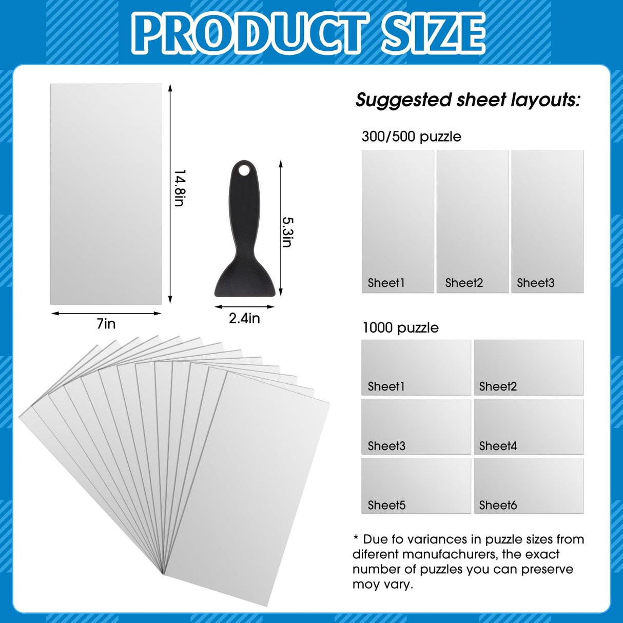 Fullhawl 24 Sheets Puzzle with 1 Pcs Plastic Scraper Puzzle Accessories Preserve 4 x 1000 Jigsaw Puzzles Fullhawl