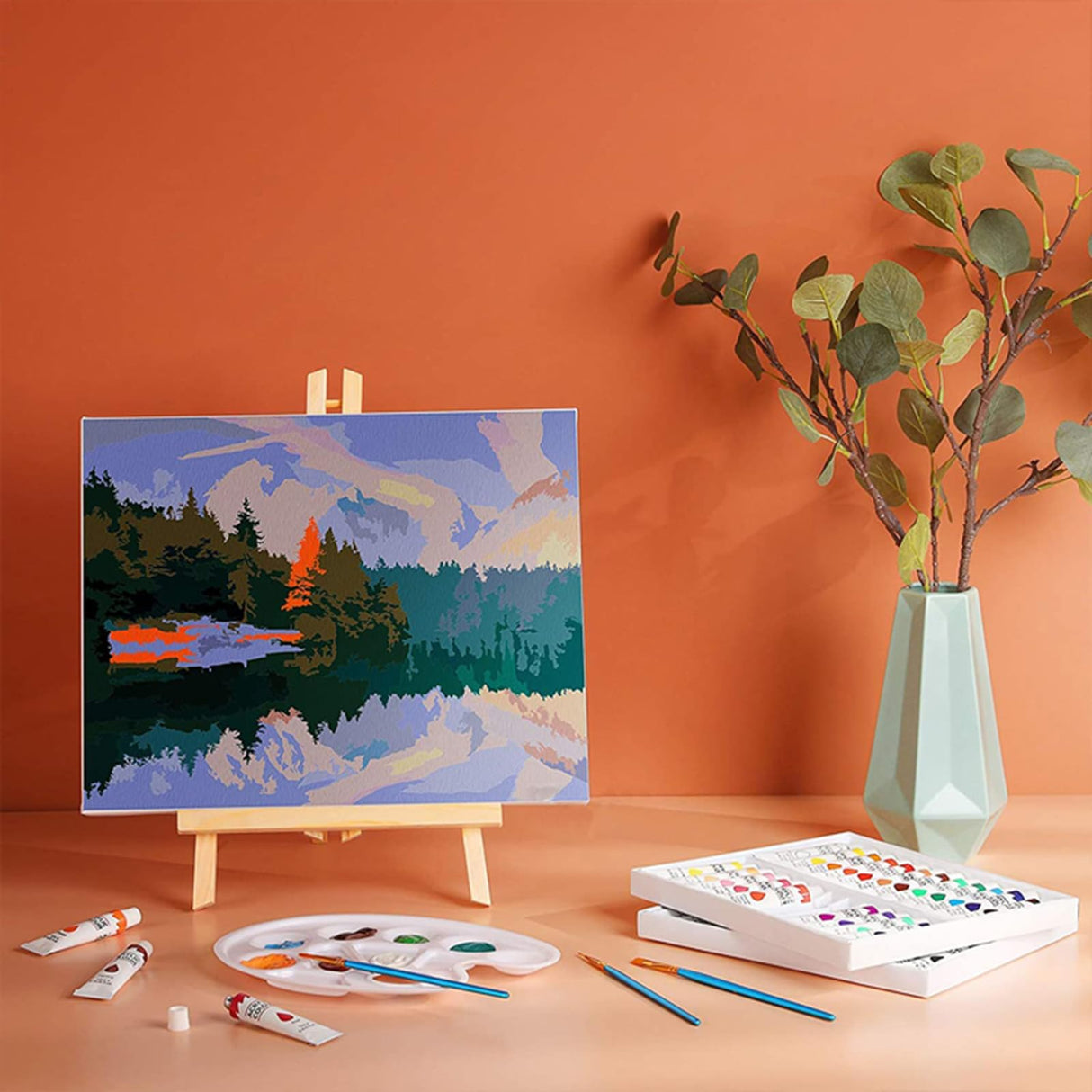 Tosnail 6 Pack 16" Art Easel Stand Tabletop Wooden Display Stand Photo Holder Display Stand for Artist, Students, Adults, Kids Painting Tosnail