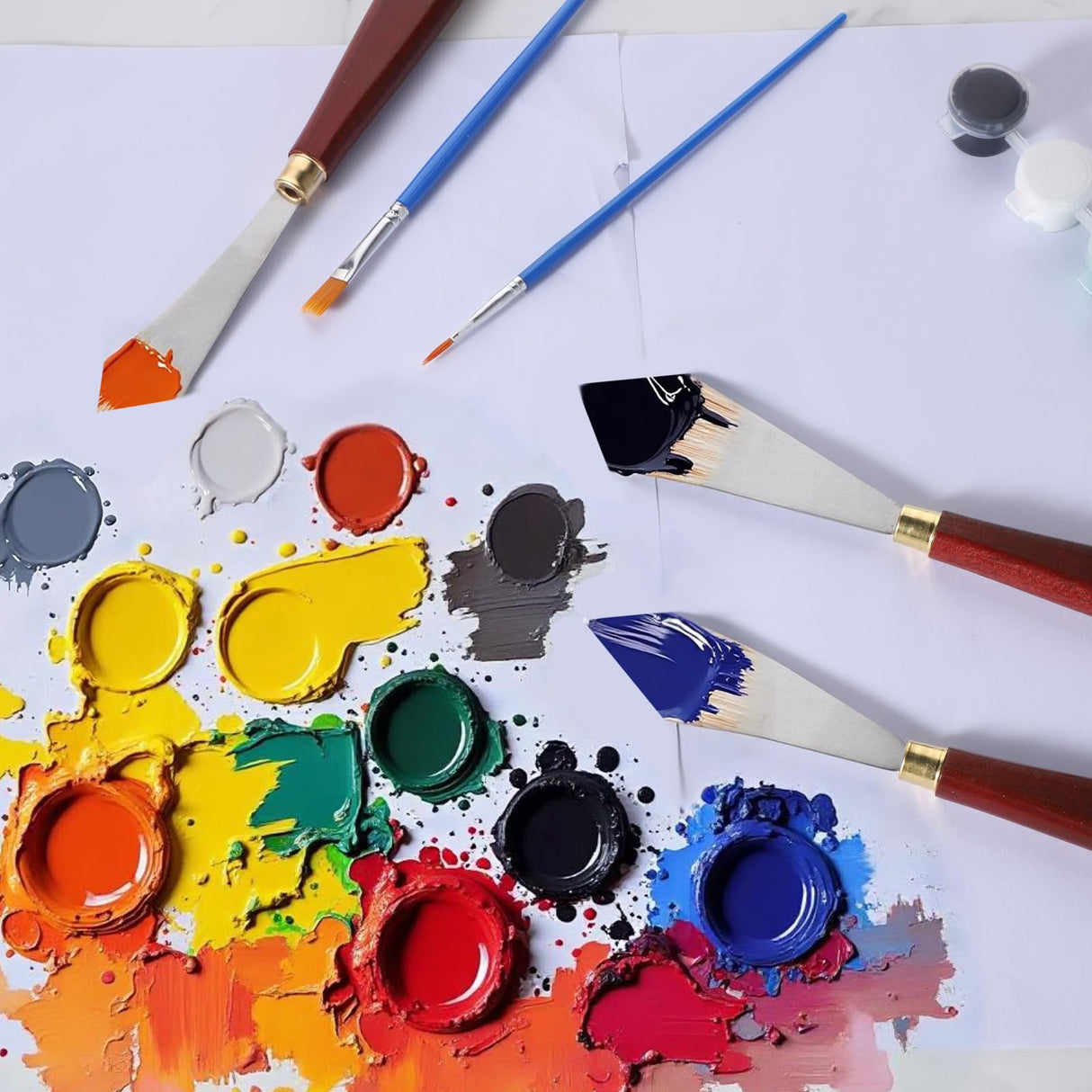 4Pcs Painting Knife Set Stainless Steel Palette Knife Color Mixing Scraper Painting Art Spatula with Wood Handle for Oil Canvas Acrylic Paintings Supplies Trinkrittey