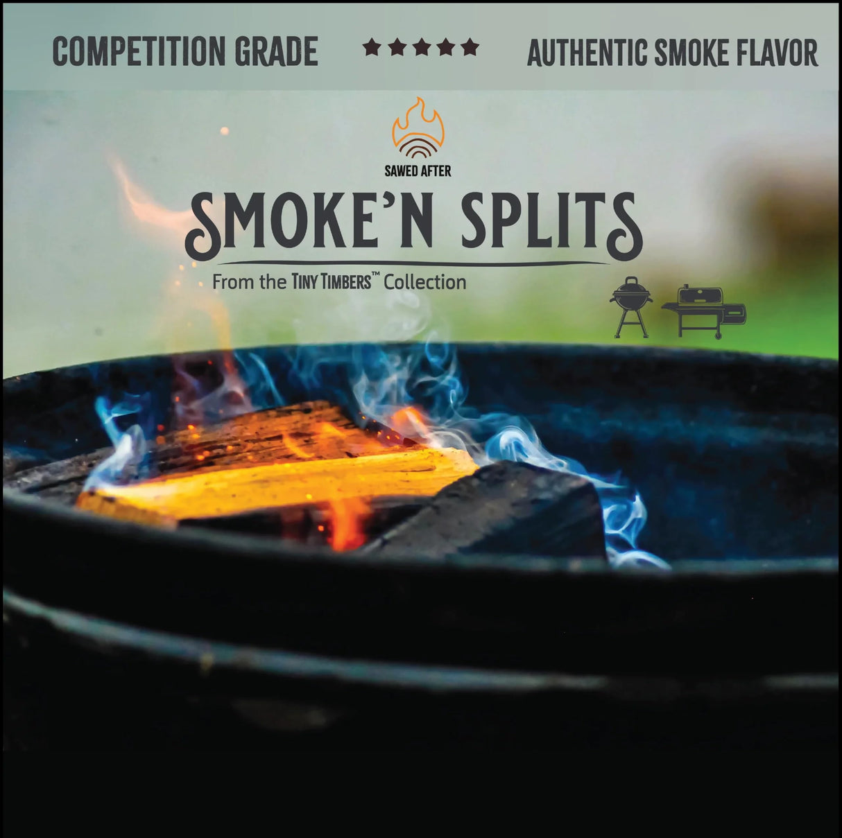 Smoke'n Splits by Tiny Timbers USDA Grade Kiln Dried Hardwood Cooking Chunks for Smokers & BBQ Grills | 5" Short Splits | USA Sourced | 6 lb. | 400+ cu. in. | Apple Wood Tiny Timbers