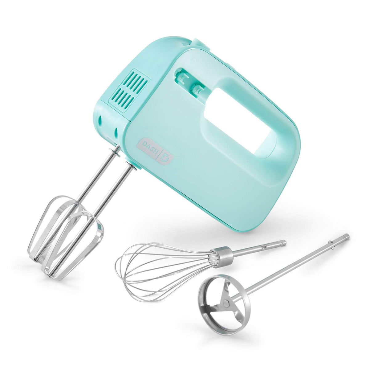 Dash SmartStore™ Deluxe Compact Electric Hand Mixer + Whisk and Milkshake Attachment for Whipping, Mixing Cookies, Brownies, Cakes, Dough, Batters, Meringues & More, 3 Speed, 150-Watt – Aqua DASH