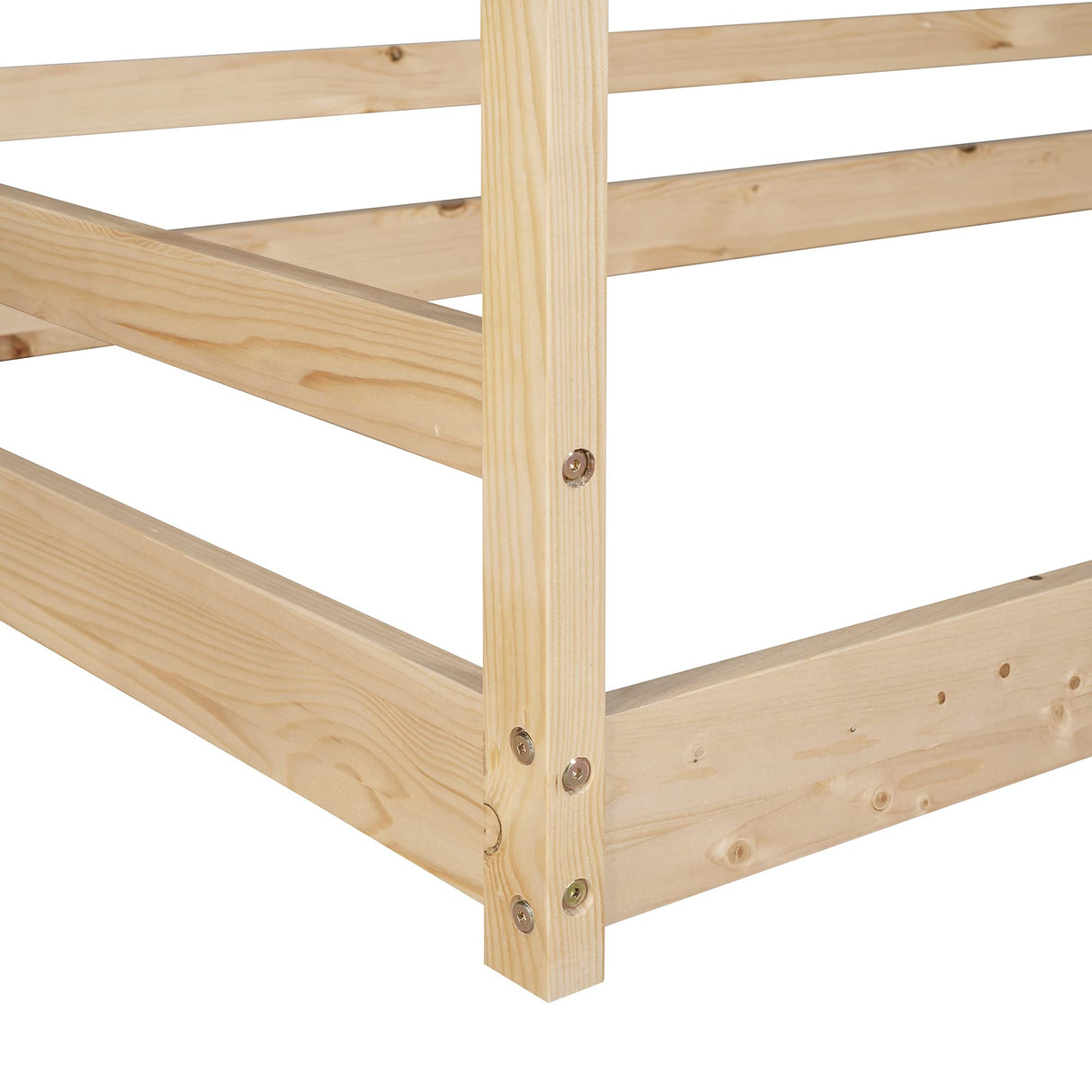 Montessori Twin House Bed with Roof for Kids - Natural Wooden Floor Bed by Harper & Bright Designs Harper & Bright Designs