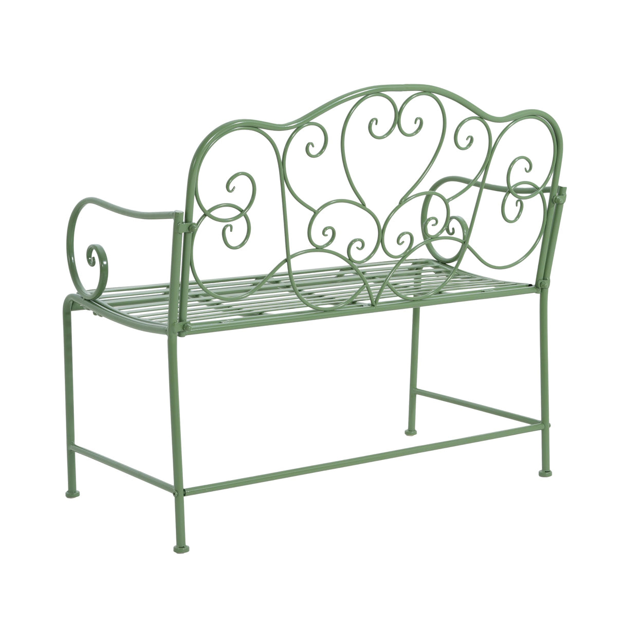 Christopher Knight Home Layon Iron Outdoor Bench, Patio Loveseat for 2 People, Durable Garden Bench with Floral Pattern Backrest, Slatted Seat for Park/Yard, Spacious Outdoor Seating, Matte Green Christopher Knight Home