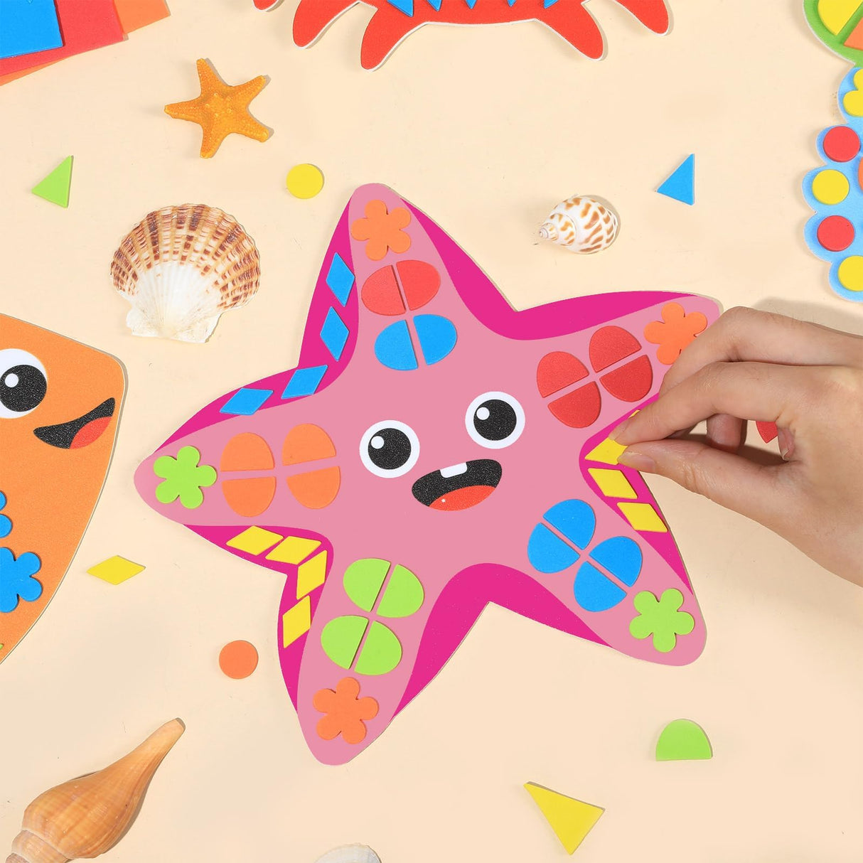 Lonfliness Ocean Animal 3D Foam Sticker Kit No Mess Felt Sticker Art Crafts for Kids DIY Underwater Sticker Craft for Boy Girl 3+ Birthday Gift Preschool Home Learning Educational Game Activity Lonfliness