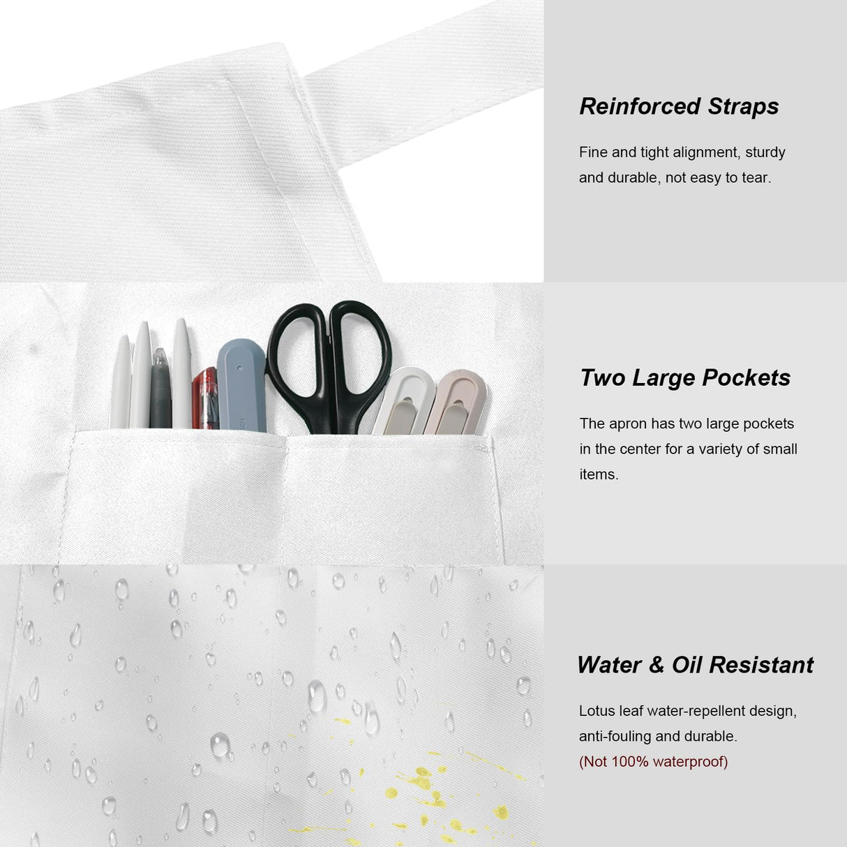 IMERAGO 15 Pcs Adult Aprons Bulk with Pockets Adjustable Bib Chef Apron for Women Men Painting Cooking Crafting (White, L) IMERAGO