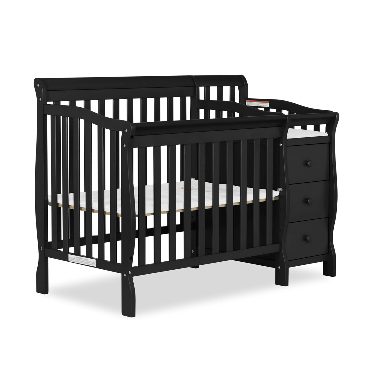 Dream On Me Jayden 4-in-1 Mini Convertible Crib And Changer in Black, Greenguard Gold Certified, Non-Toxic Finish, New Zealand Pinewood, 1" Mattress Pad Dream On Me