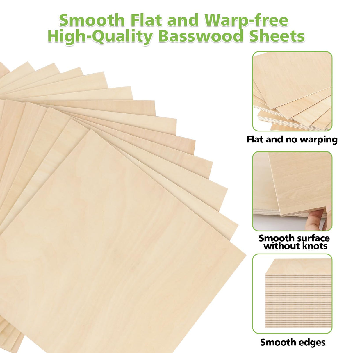 30 Pack Basswood Sheets 1/8", 12 x 12 Plywood Basswood Sheets for Laser Cutting and Engraving, 3 mm Unfinished Wood Sheets Basswood for Wood Burning Models Carving Painting DIY Ornaments Sukhumvit