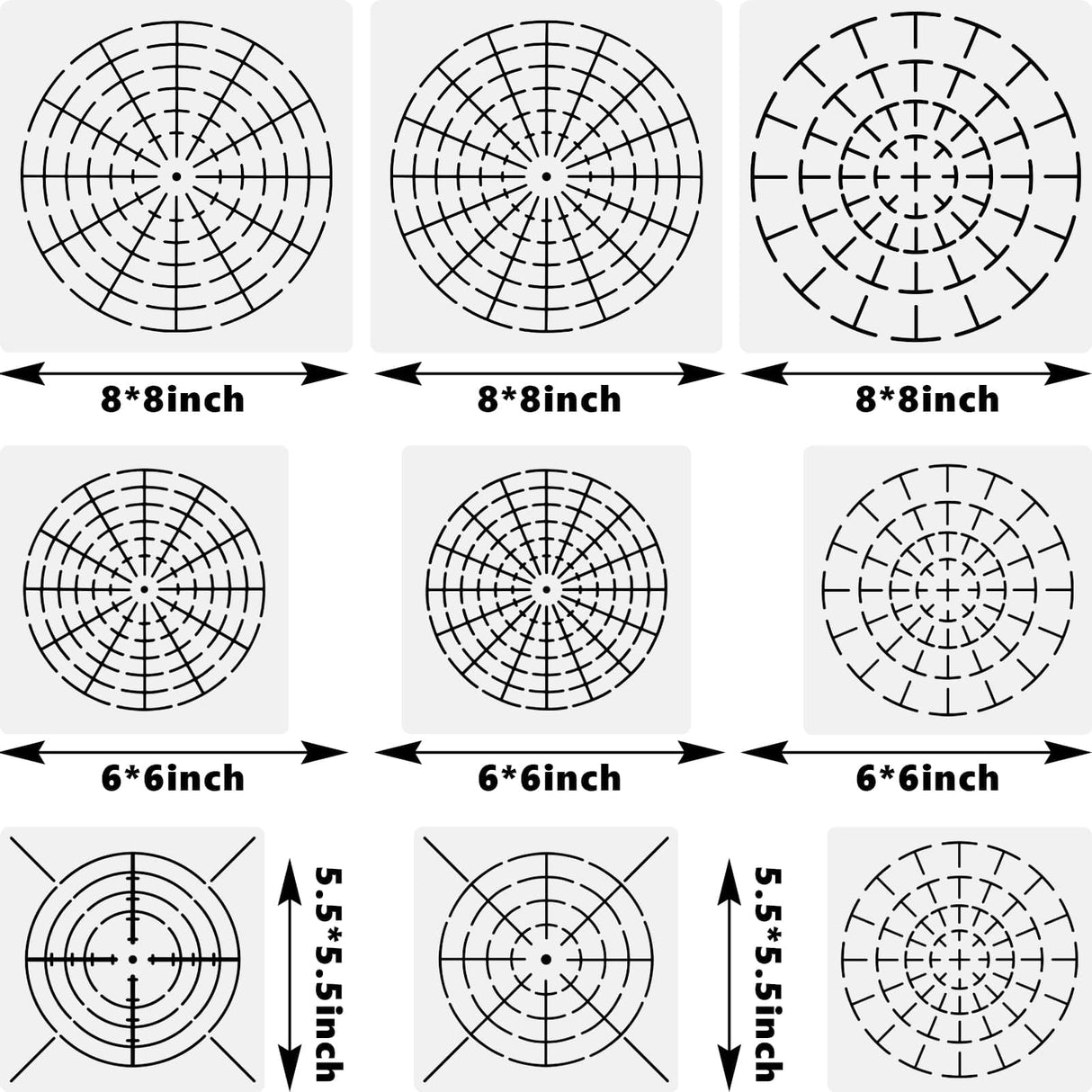 NUVCELKA Mandala Dot Painting Stencils - 9 Pack 5.5"/6"/8" Circle Drawing Templates - Mandala Dotting Tools for Rock Painting, DIY Art Projects - Reusable PET Stencil Templates NUVCELKA