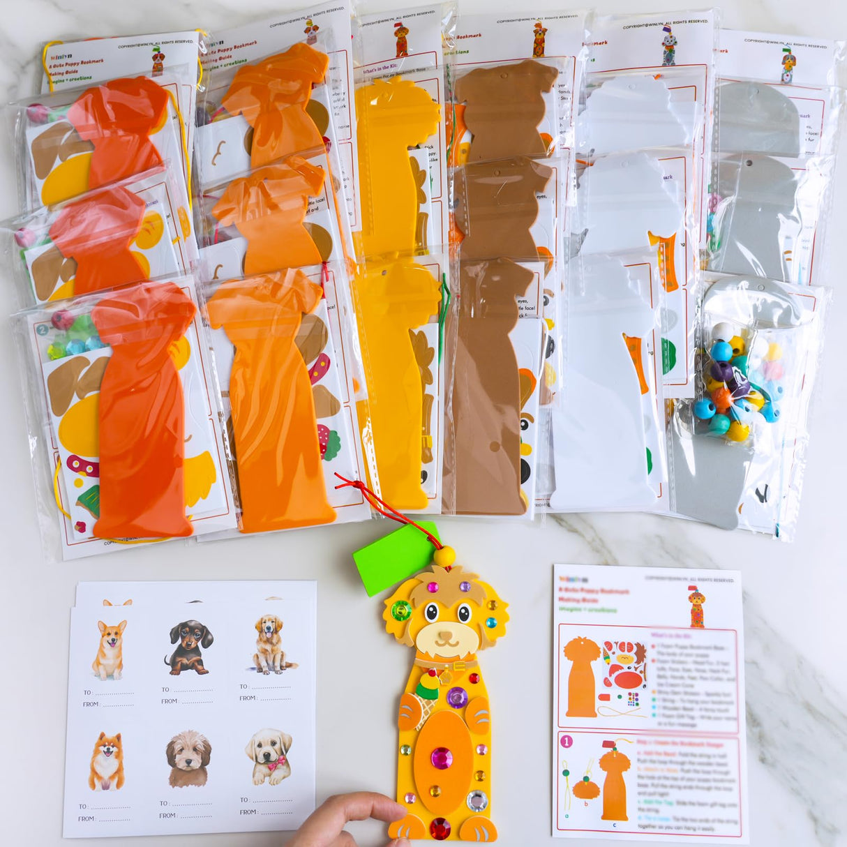 Winlyn 24 Sets Kids Crafts Kits DIY Dog Bookmark Ornaments Decorations Art Set Pet Arts Crafts Foam Stickers for Summer Camping Party Favors Reading Rewards Art Project Classroom Birthday Activities Winlyn