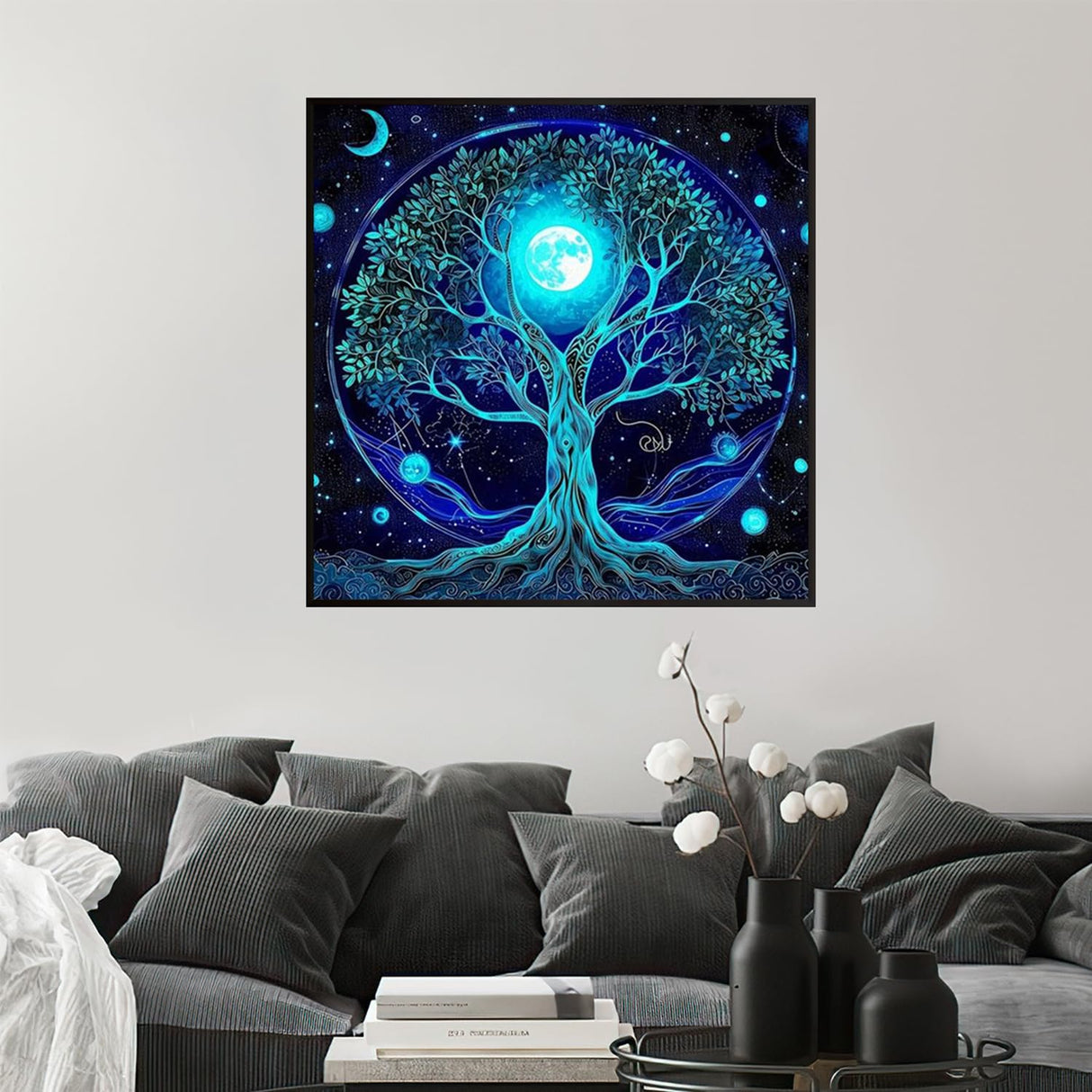 YQFCZDQ Tree of Life Diamond Art Kits for Adults,DIY Blue Moon&Star 5D Diamond Painting Kits Round Diamond Dots for Beginners,Full Drill Paint with Diamonds Pictures Gem Art Home Decor 13.78X13.78in YQFCZDQ