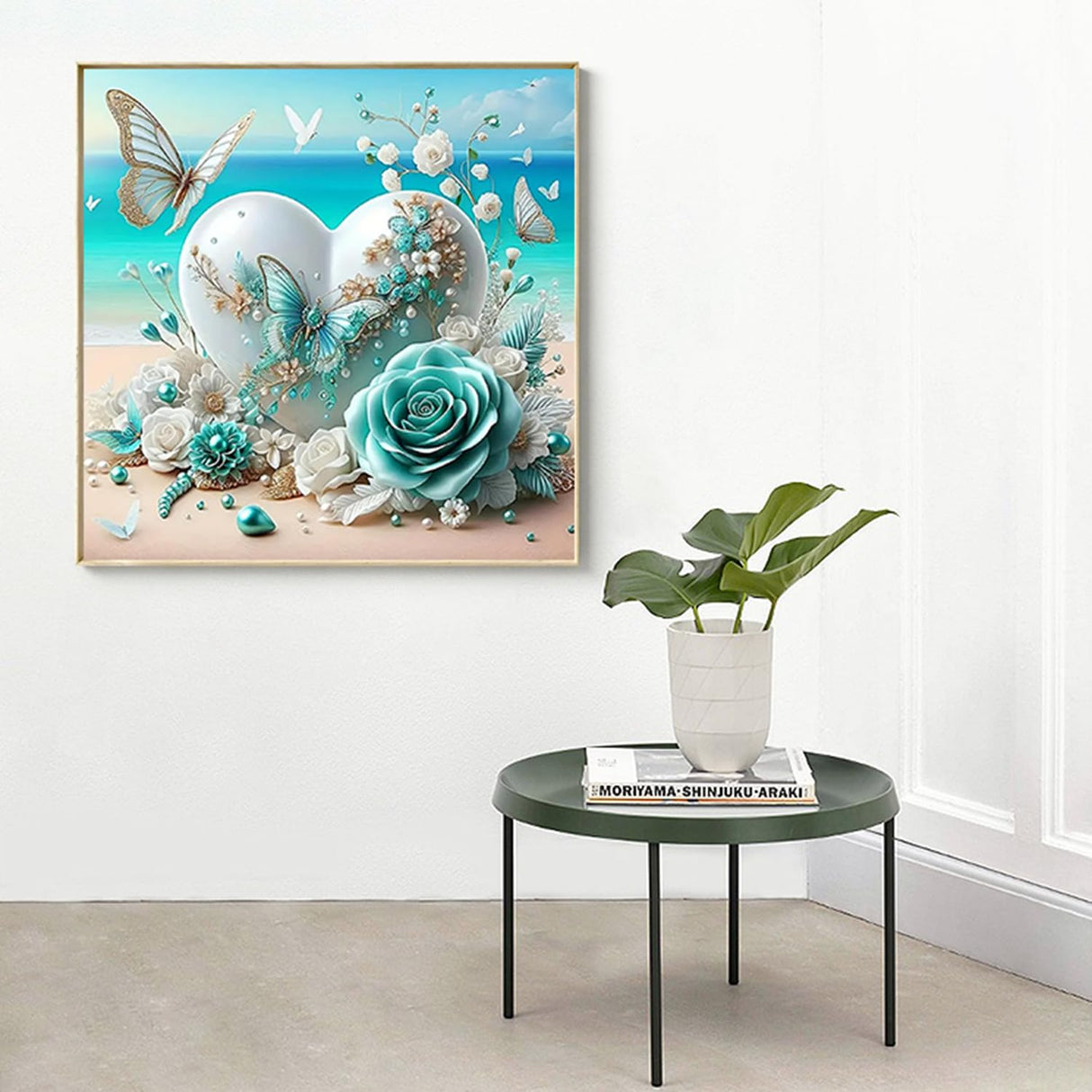 5D Diamond Painting Kits for Adults Beginners, Flowers Heart Diamond Art, DIY Full Round Drill Diamond Dot Gem Art, Butterfly Paintings by Diamond Home Wall Decor 13.78x13.78 Inch Acelii